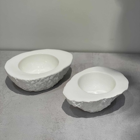 Bộ bát đĩa  cao cấp trắng sần