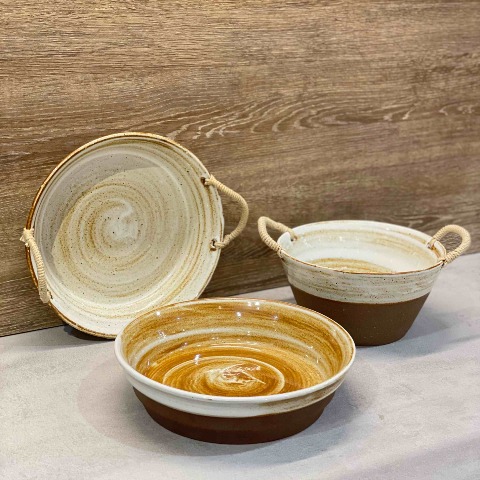 Bộ bát đĩa gia đình cao cấp màu nâu capuchino