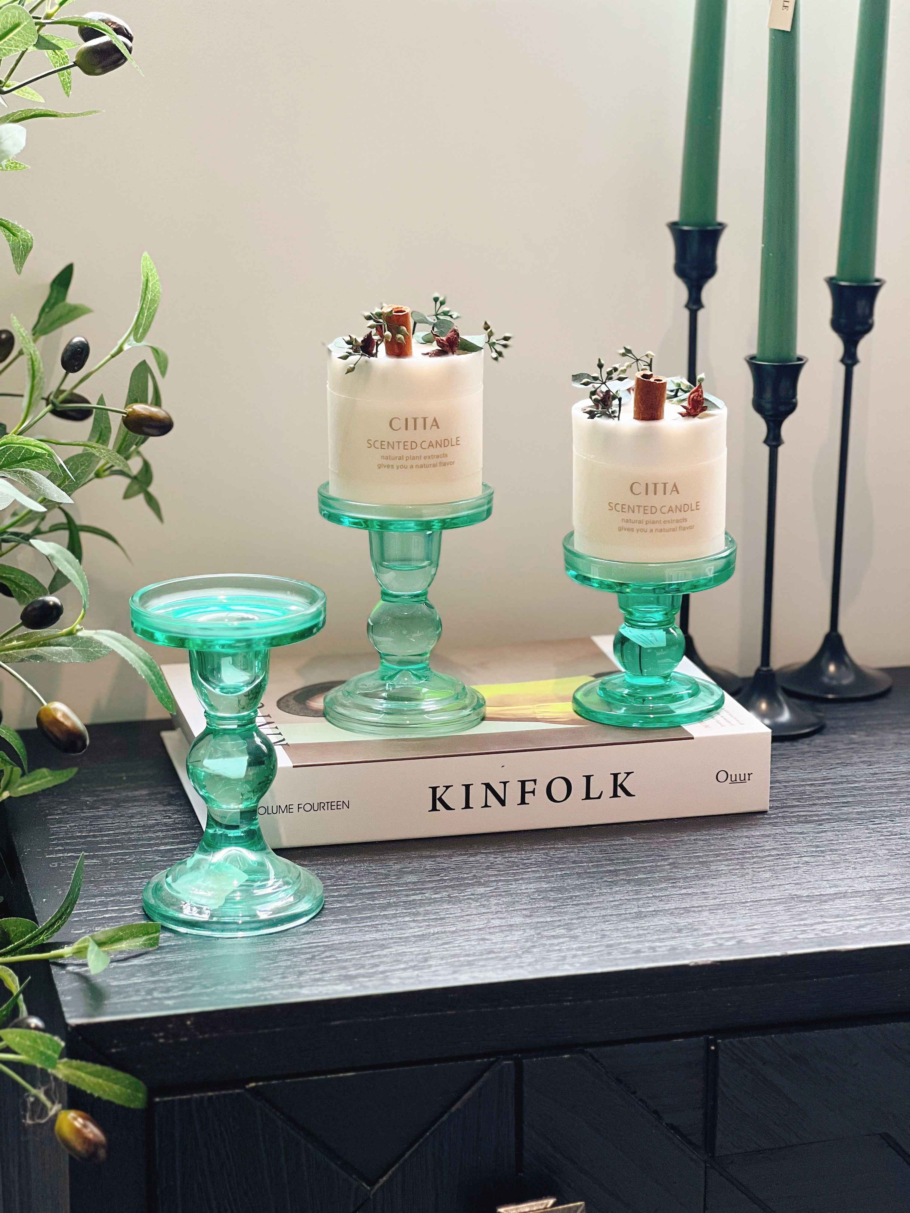 Chân nến thuỷ tinh Mint