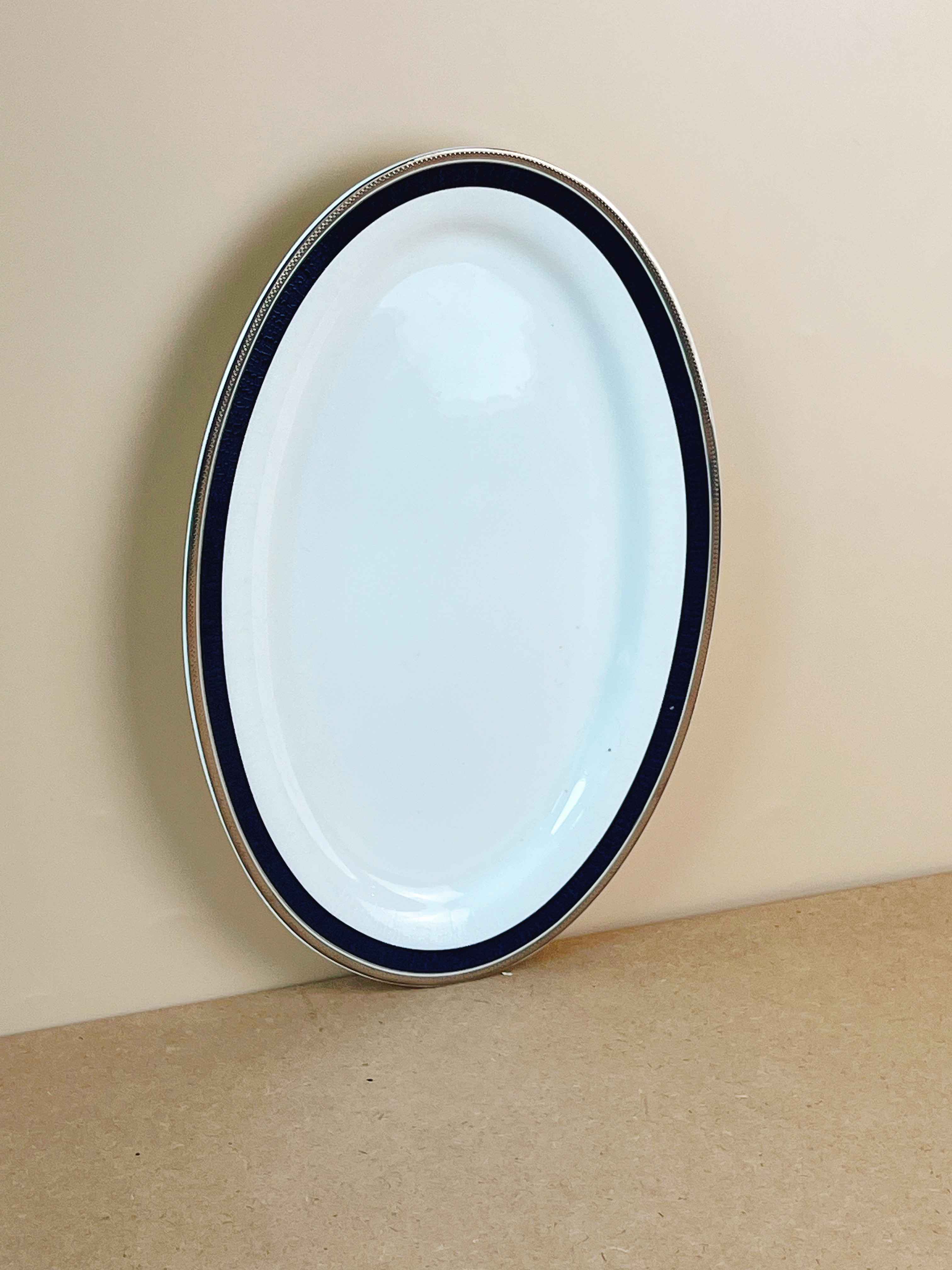 Bộ bát đĩa cao cấp sứ xương viền lam Bạc