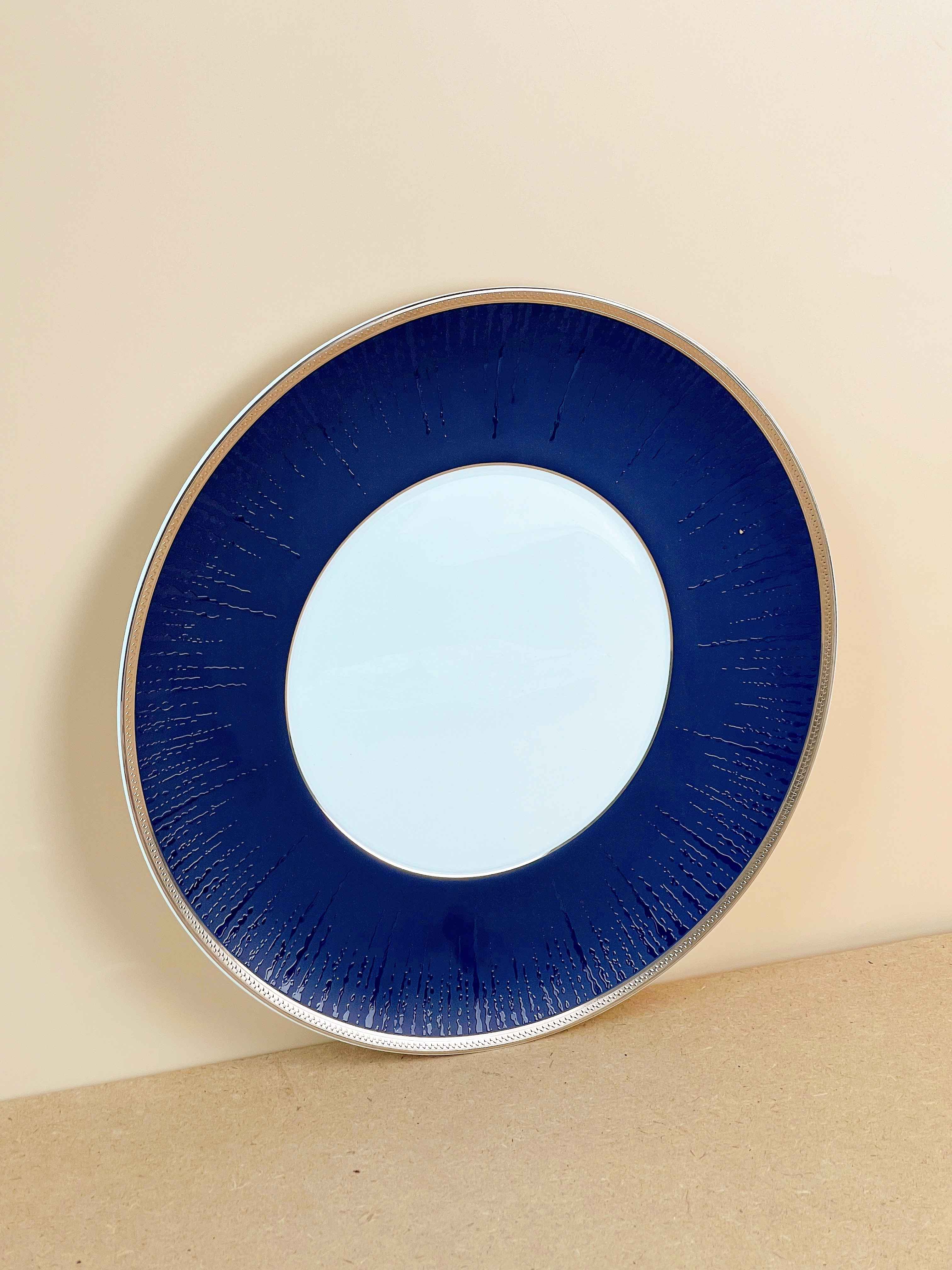 Bộ bát đĩa cao cấp sứ xương viền lam Bạc