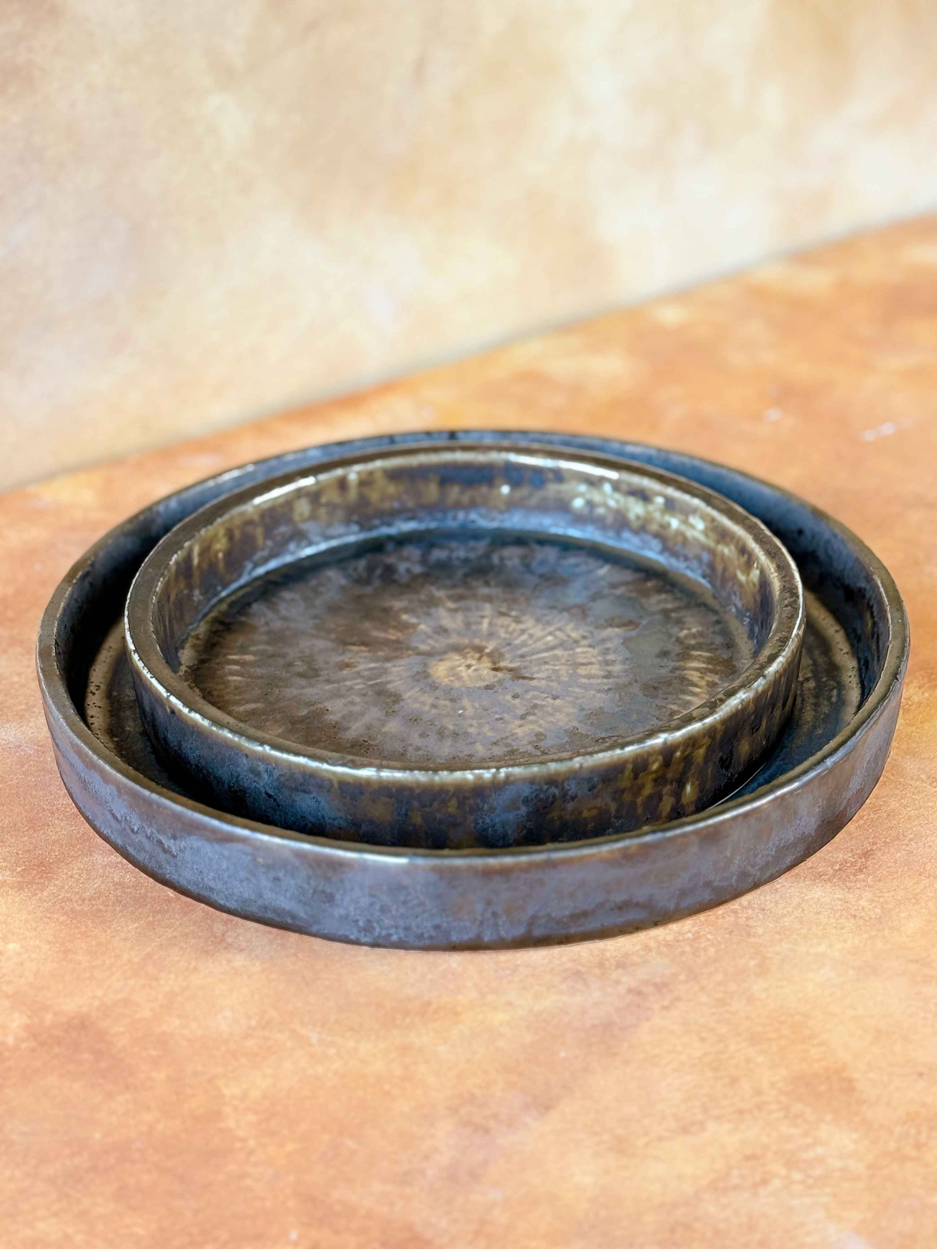 Bộ bát đĩa cao cấp phong cách Nhật Bản màu nâu hỏa biến