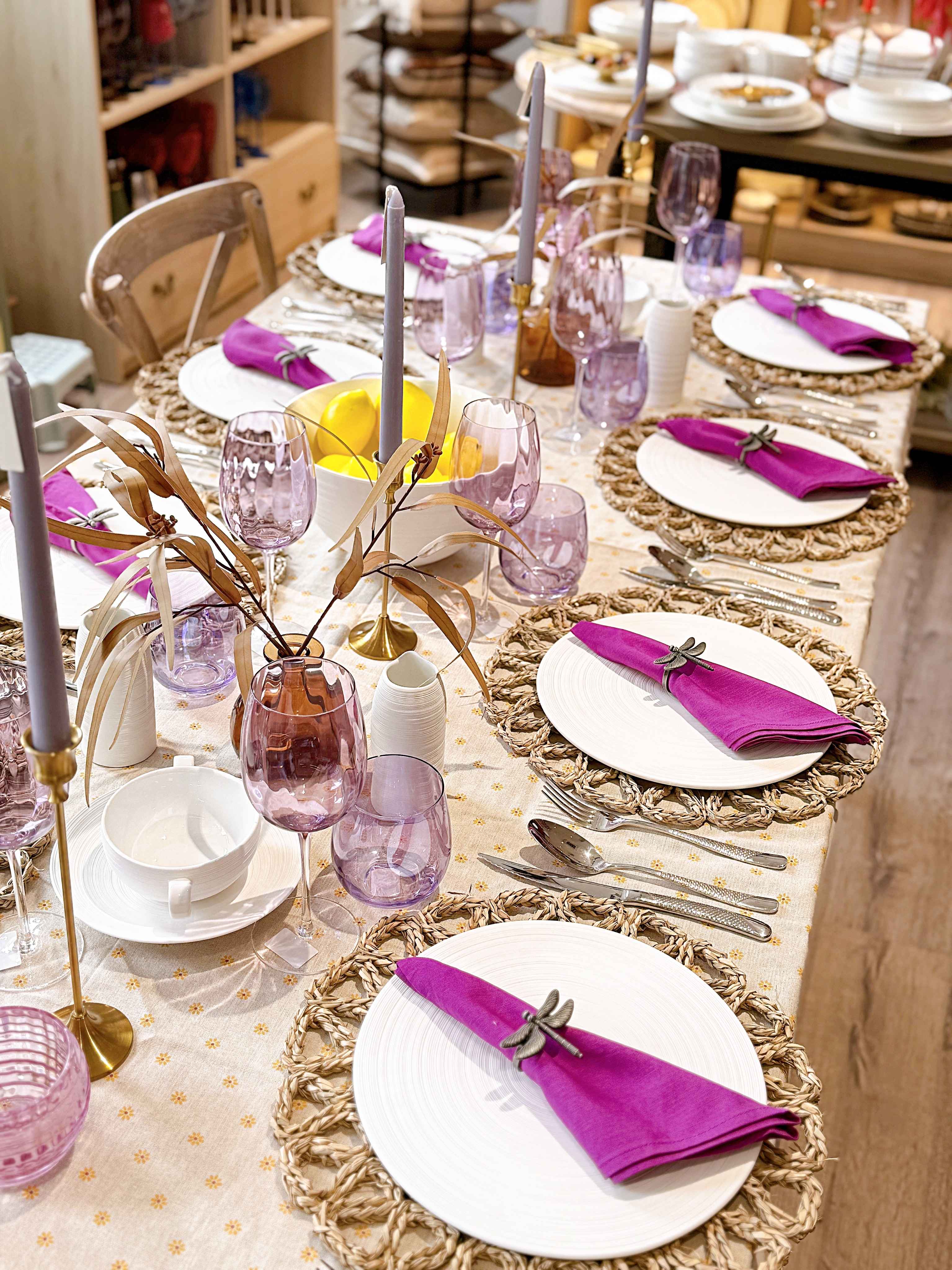 Set tiệc đĩa gân lì tone tím