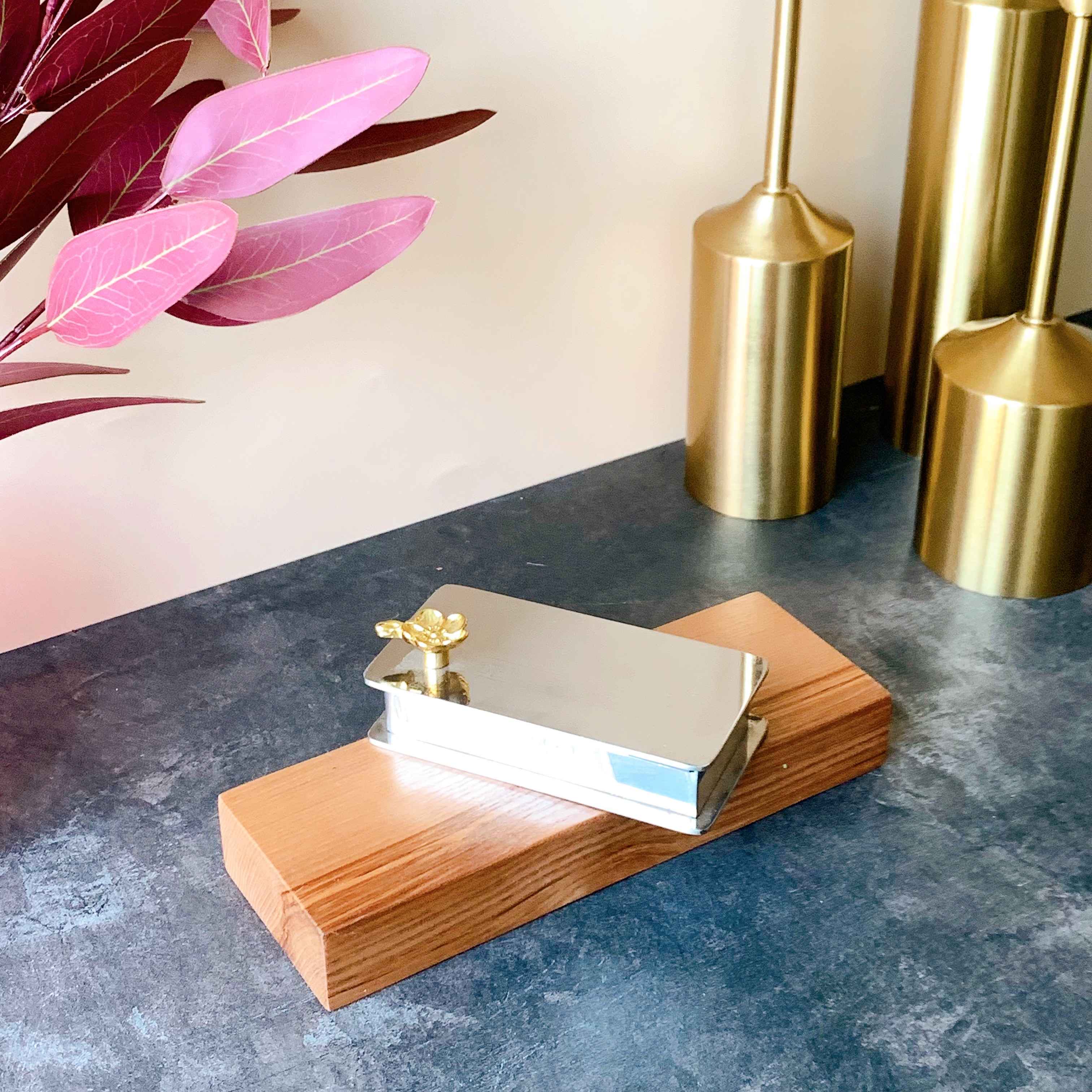 Hộp tăm hoa đào bạc