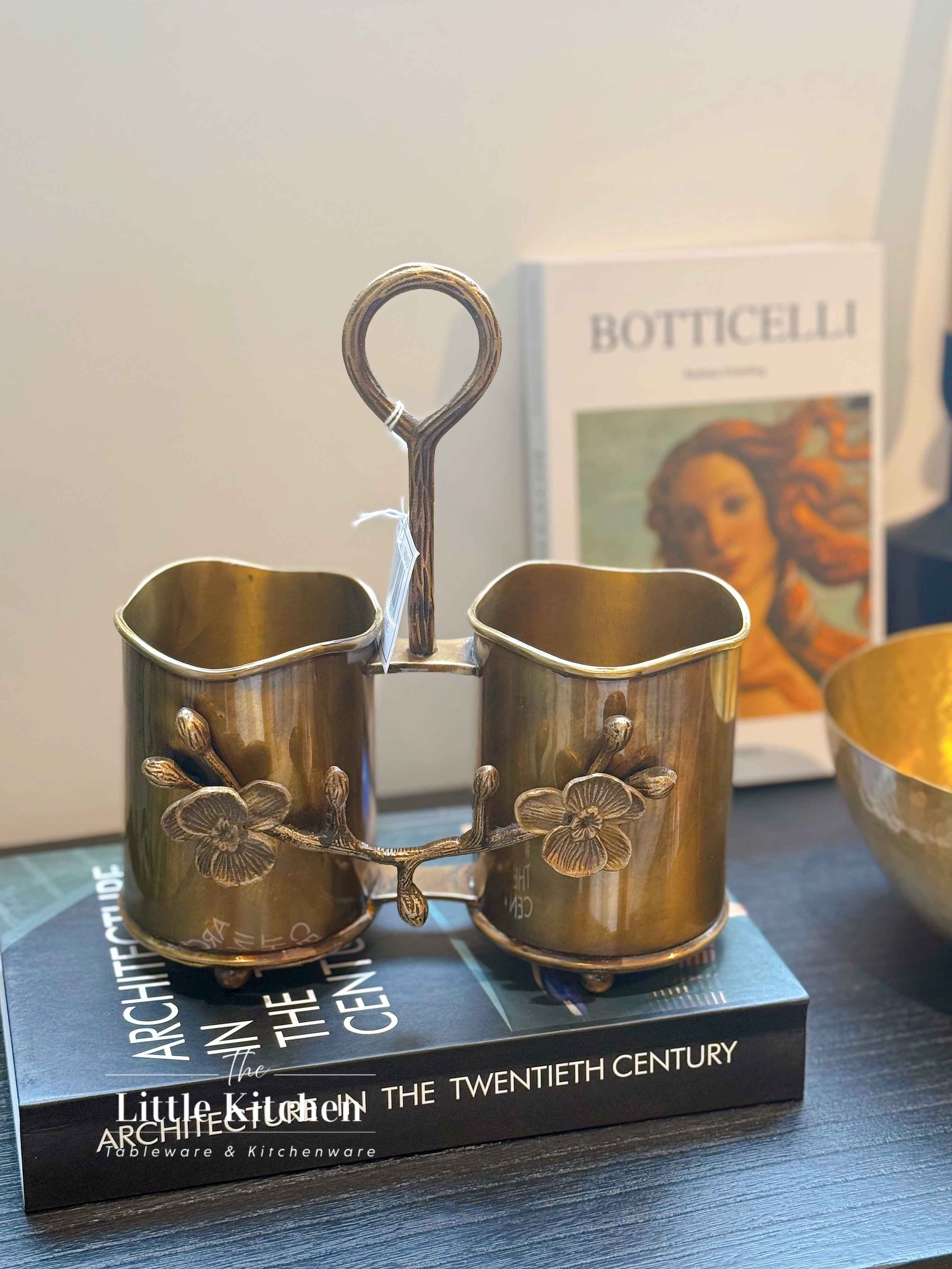 Đồng Ấn Độ  set 2 ống Vàng  23*10*15