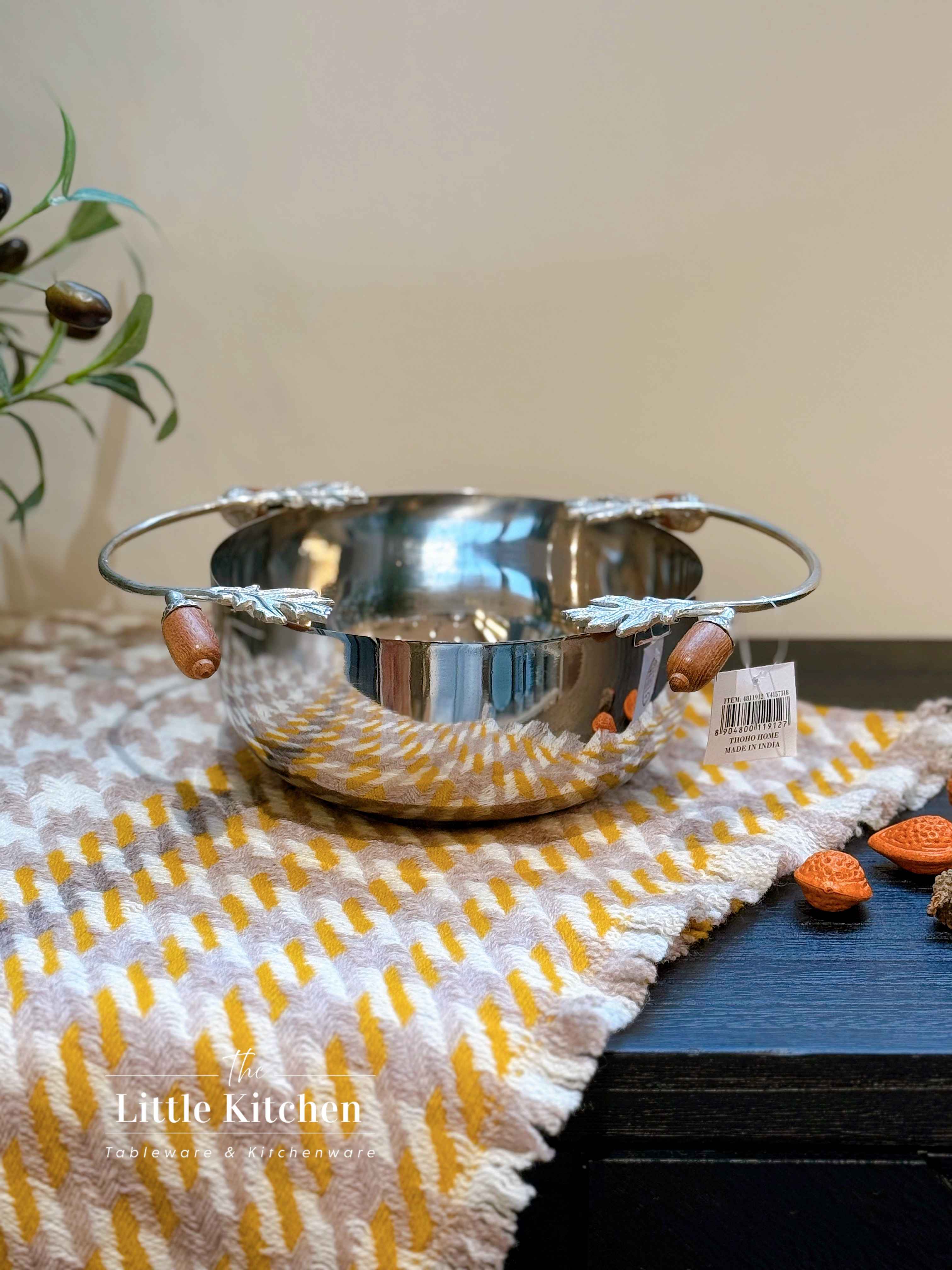 Đồng Ấn Độ  Bowl 2 quai hạt dẻ 18x9