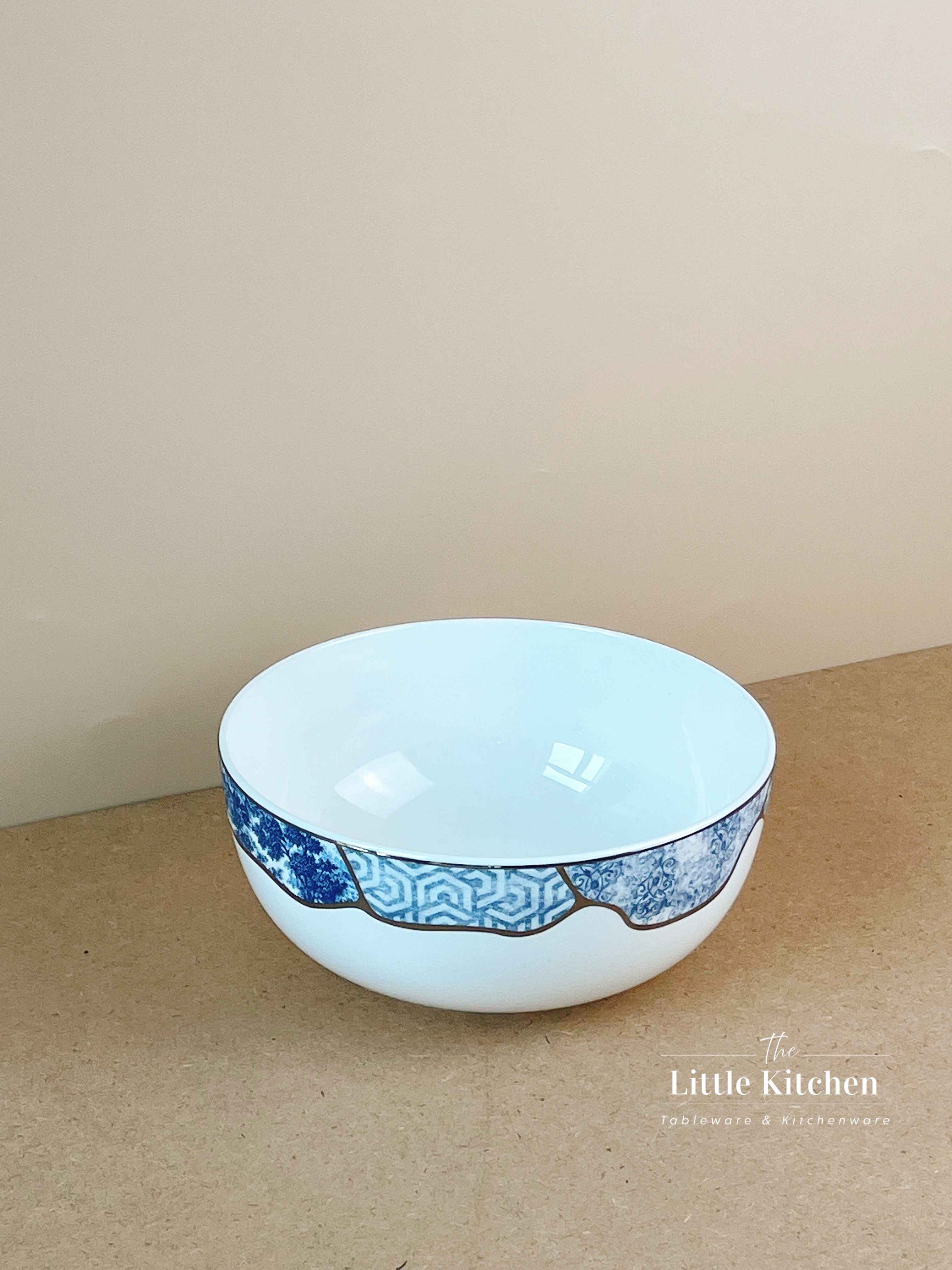 Bộ bát đĩa cao cấp sứ xương hoa văn lam