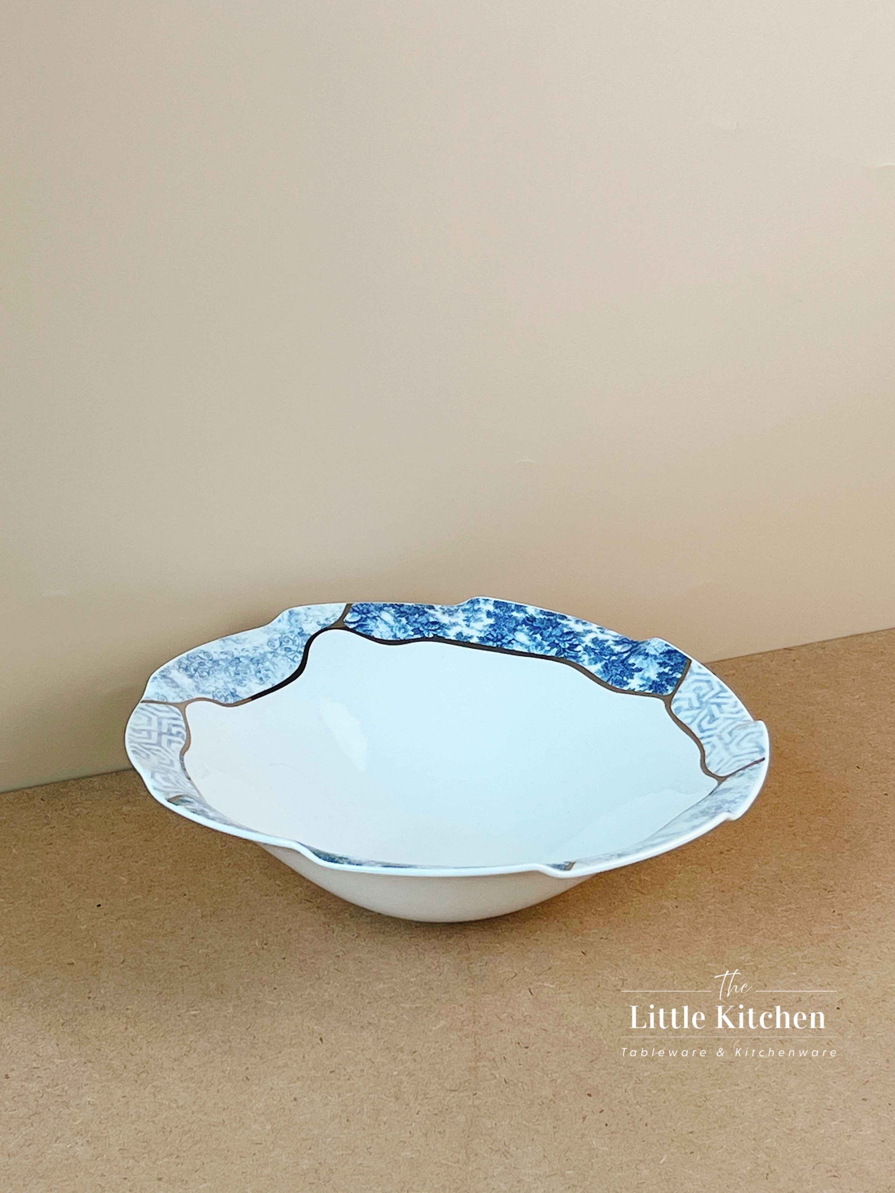 Bộ bát đĩa cao cấp sứ xương hoa văn lam