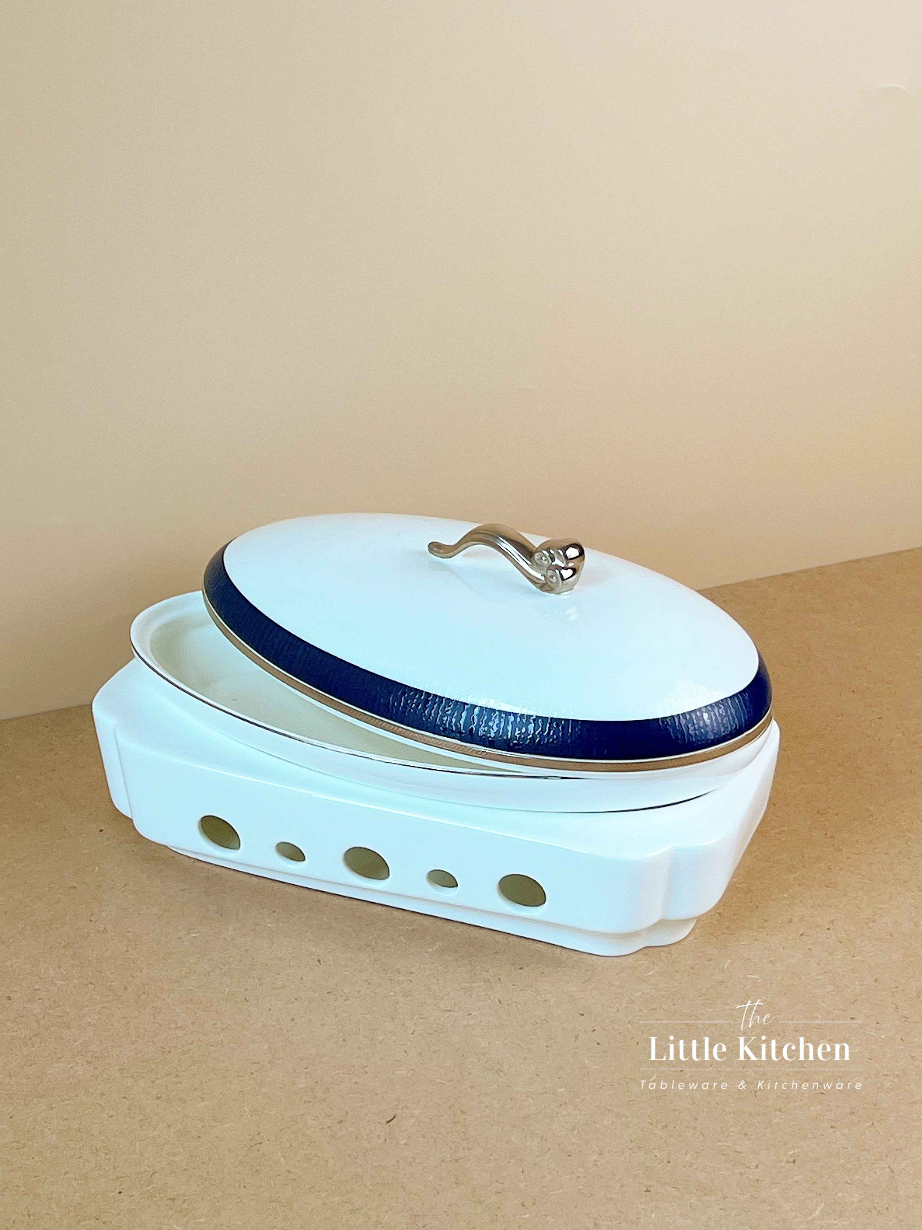 Bộ bát đĩa cao cấp sứ xương viền lam Bạc