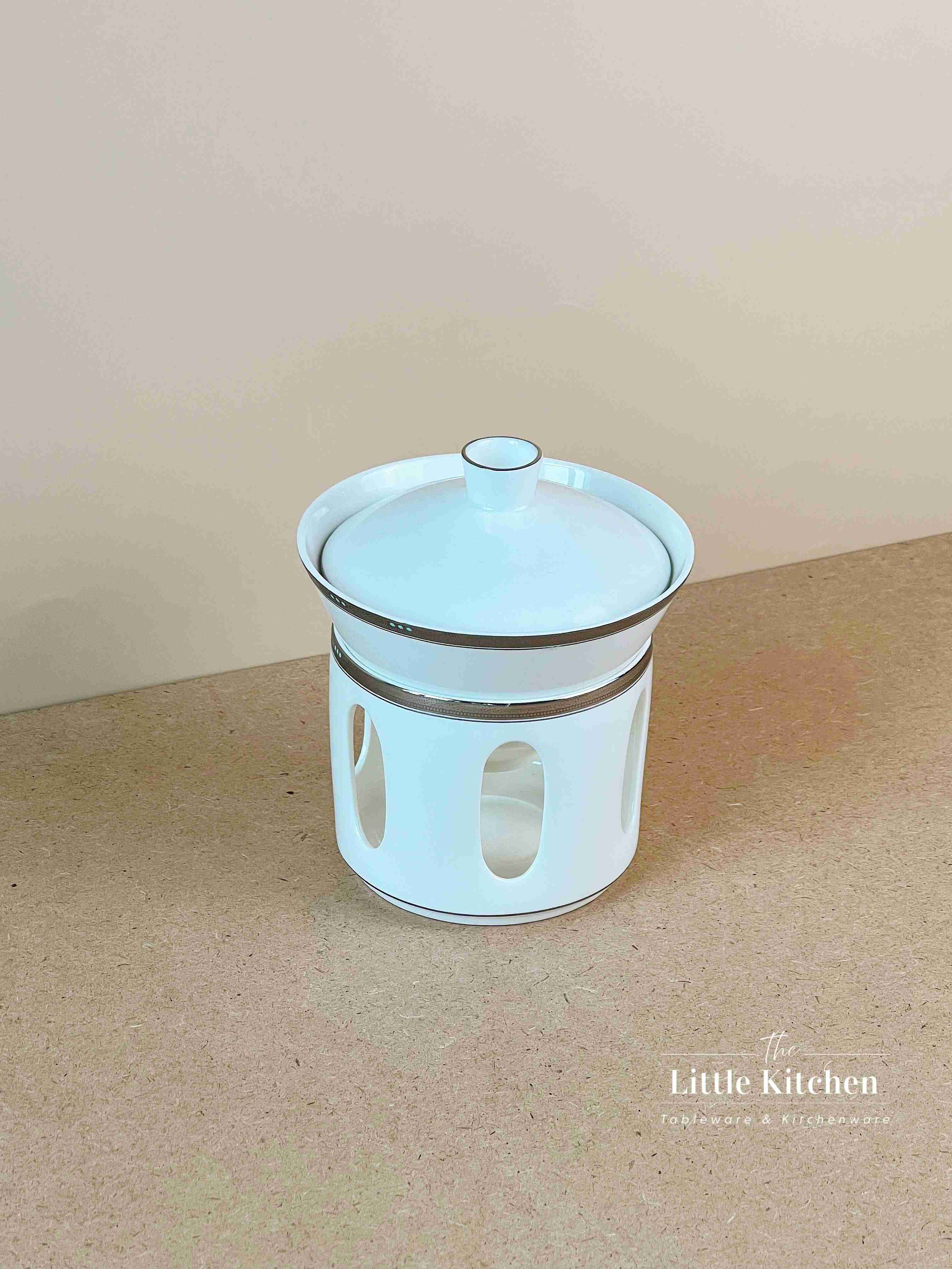 Bộ bát đĩa cao cấp sứ  Magie màu trắng viền bi