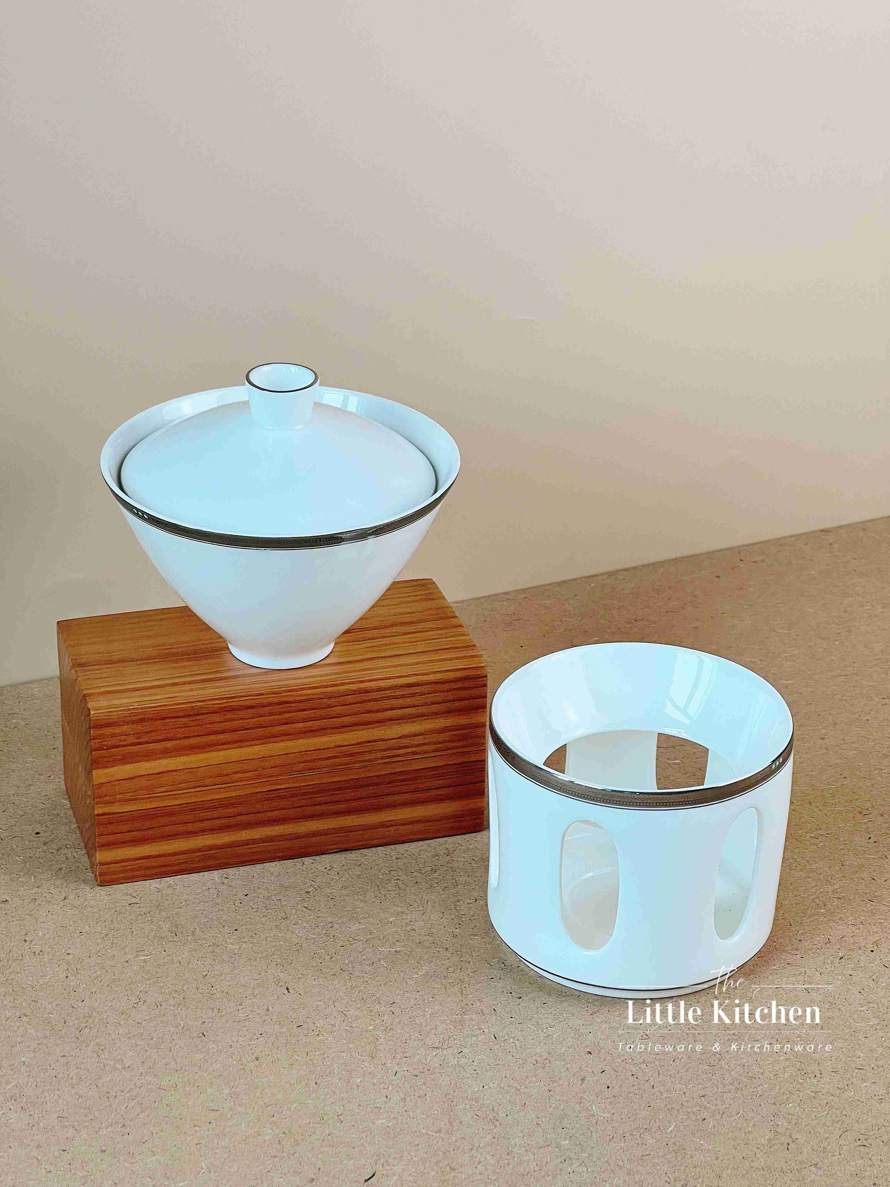 Bộ bát đĩa cao cấp sứ  Magie màu trắng viền bi