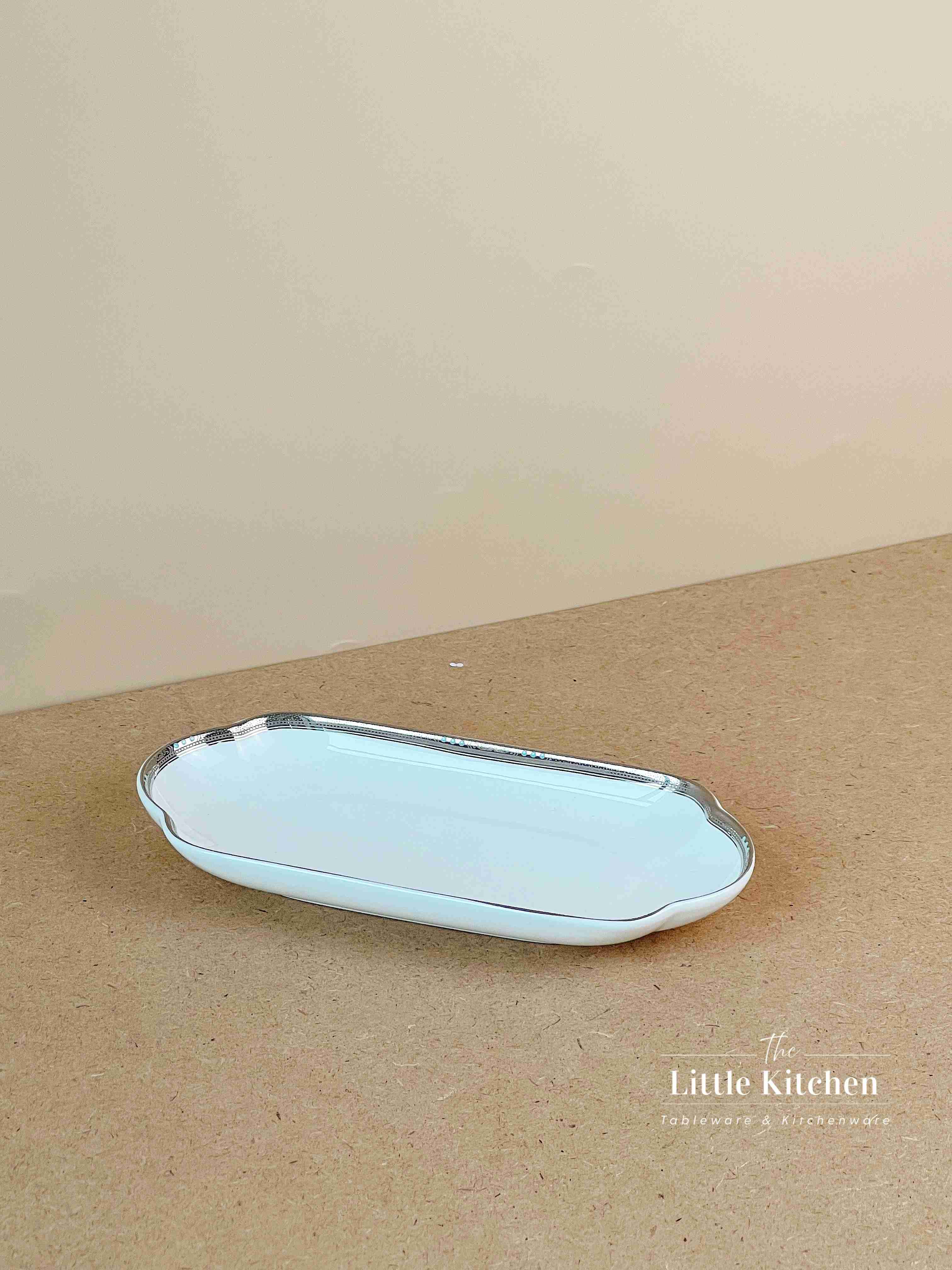 Bộ bát đĩa cao cấp sứ  Magie màu trắng viền bi