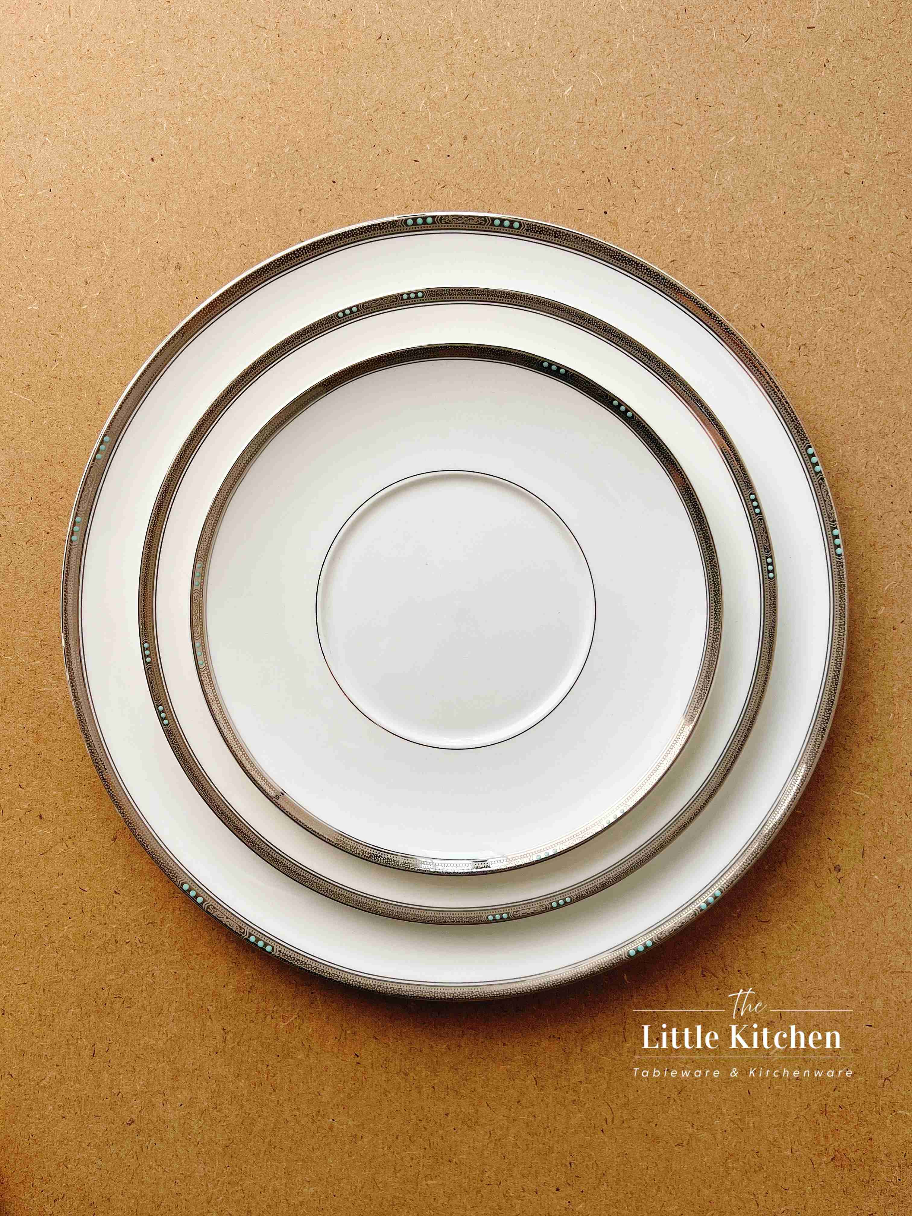 Bộ bát đĩa cao cấp sứ  Magie màu trắng viền bi