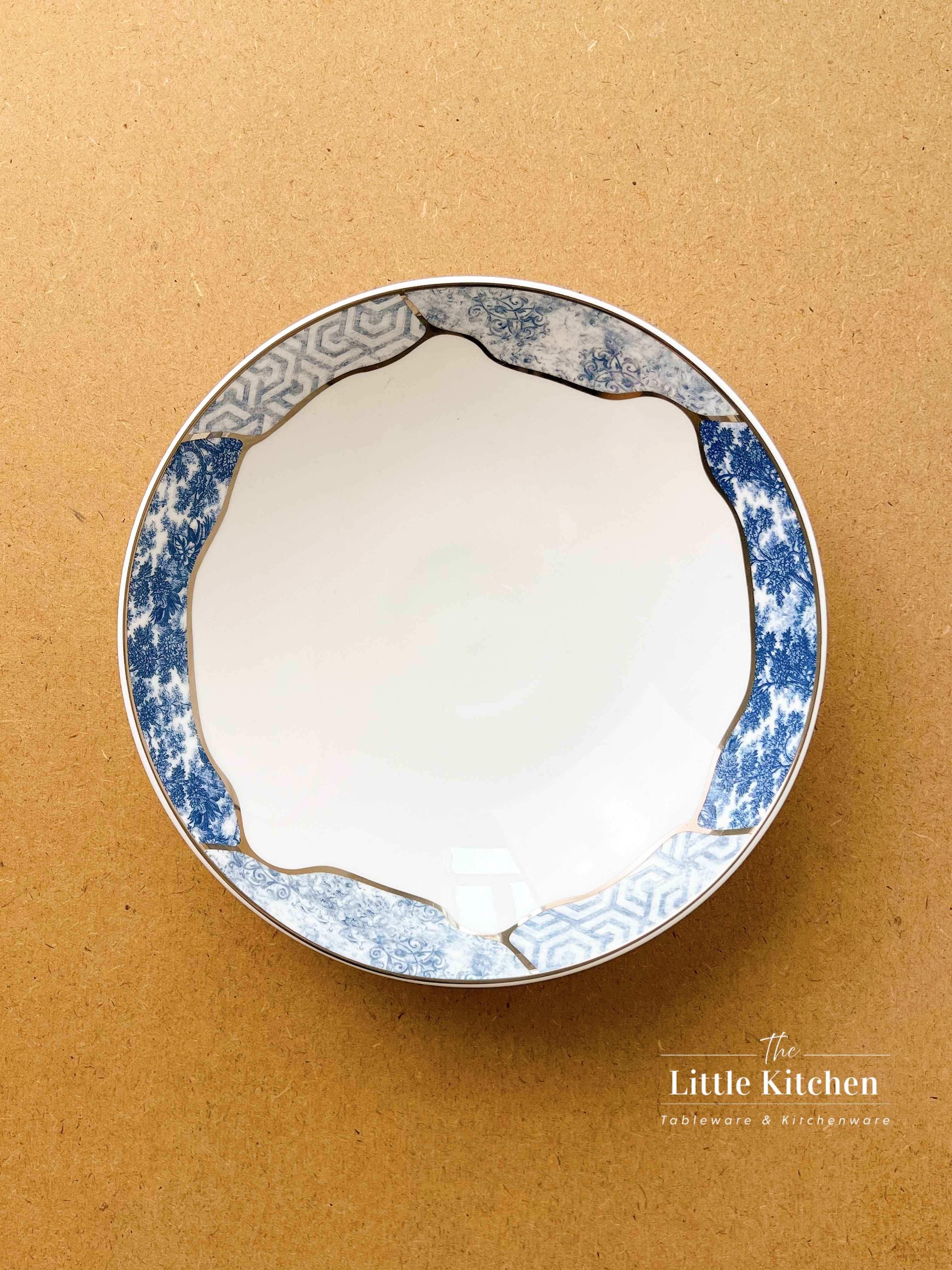 Bộ bát đĩa cao cấp sứ xương hoa văn lam