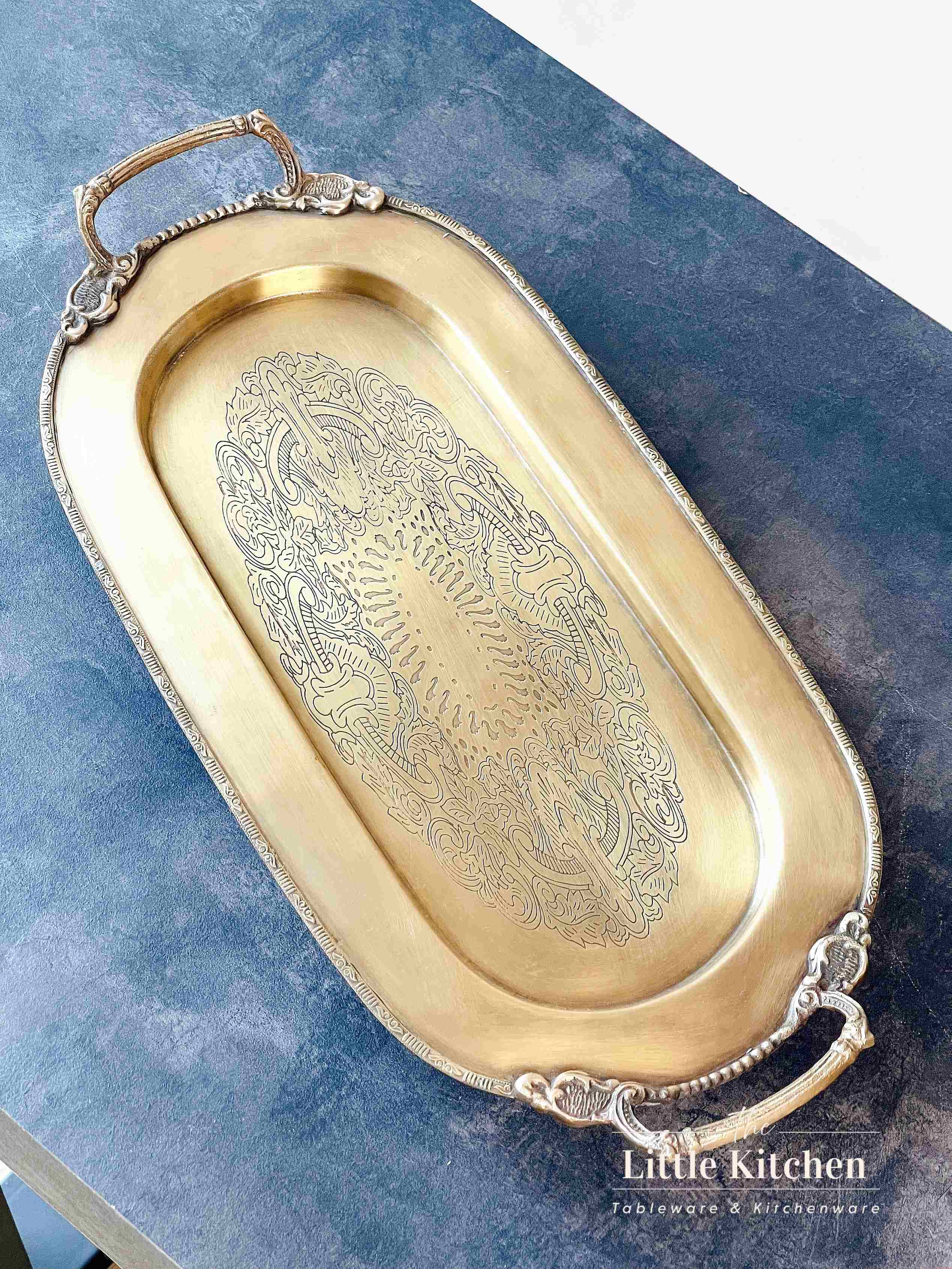 Đồng Ấn Độ khay bầu dục 2 tai vàng