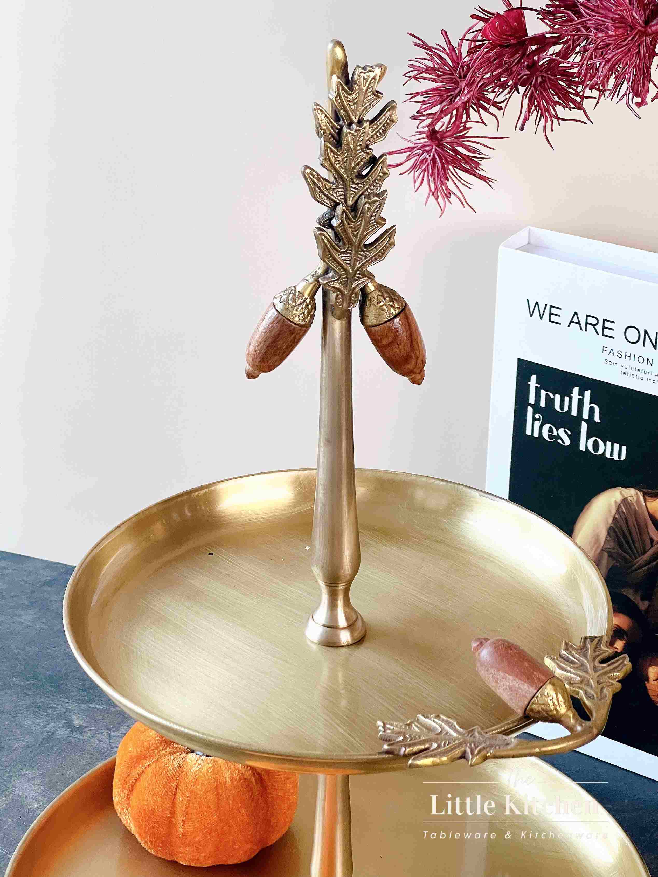 Đồng Ấn Độ khay 2 tầng hạt dẻ vàng 26*39