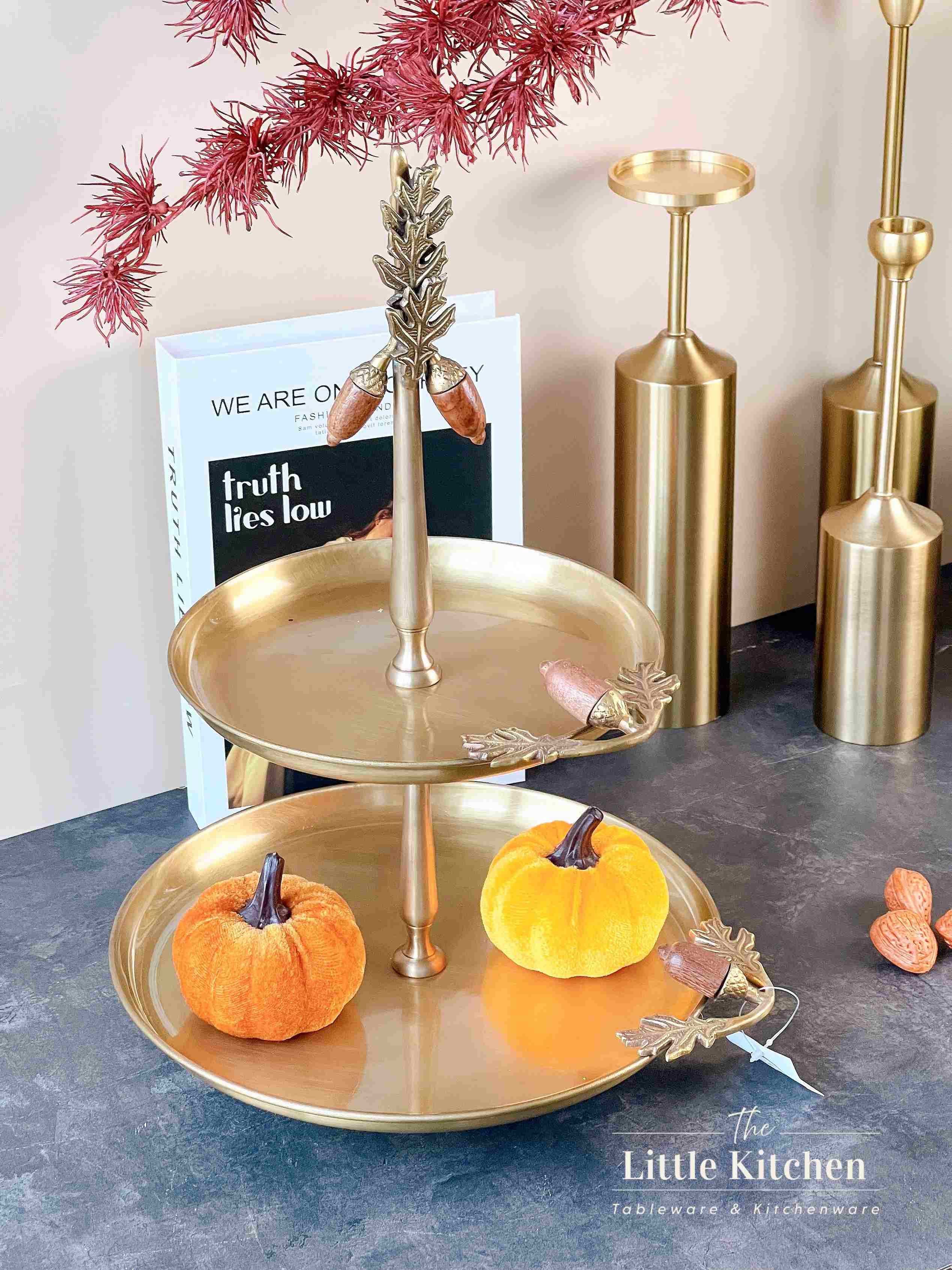 Đồng Ấn Độ khay 2 tầng hạt dẻ vàng 26*39