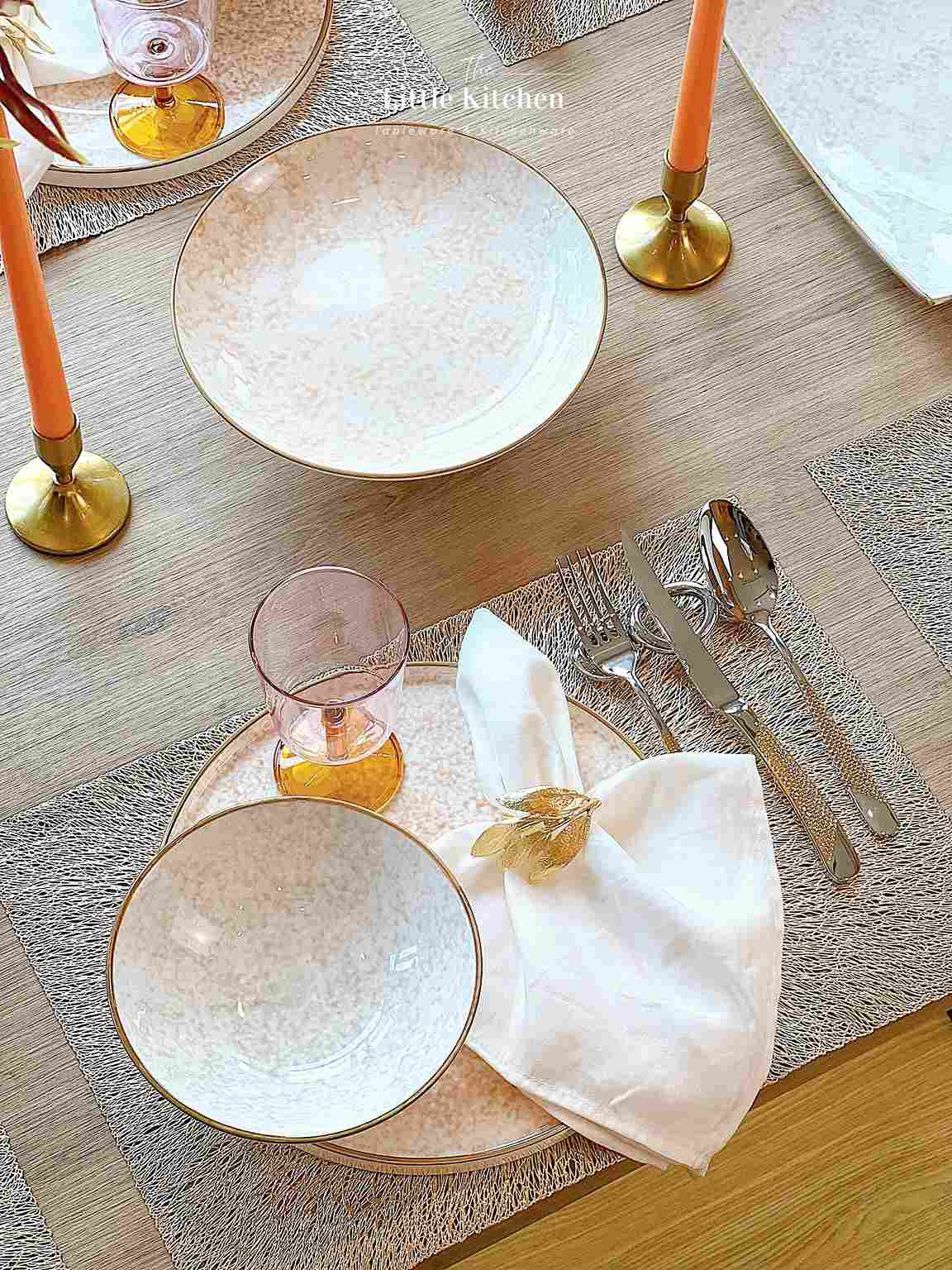 Set tiệc hồng ghi vàng gold