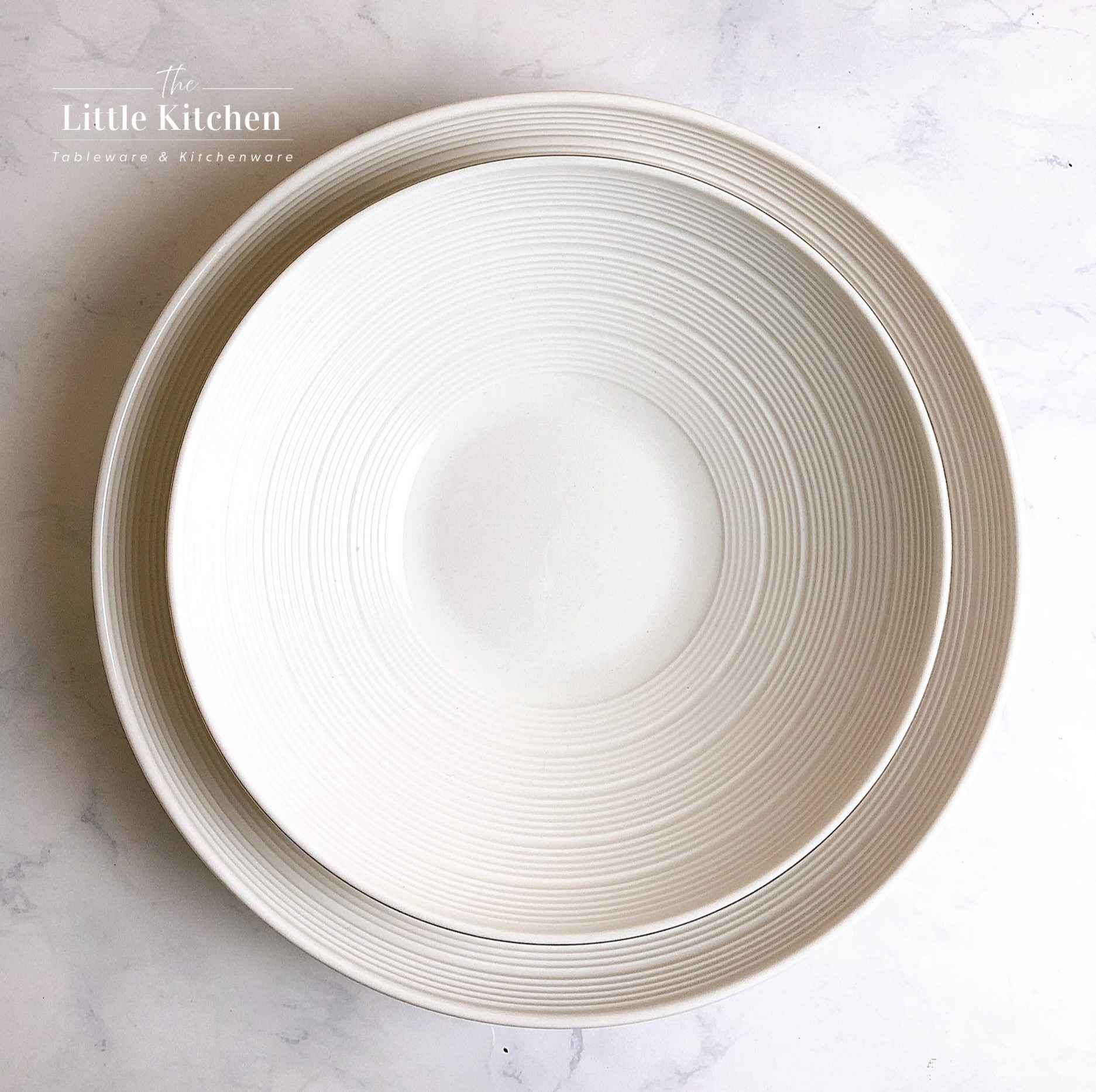 Bộ bát đĩa cao cấp màu trắng họa tiết gân viền vàng