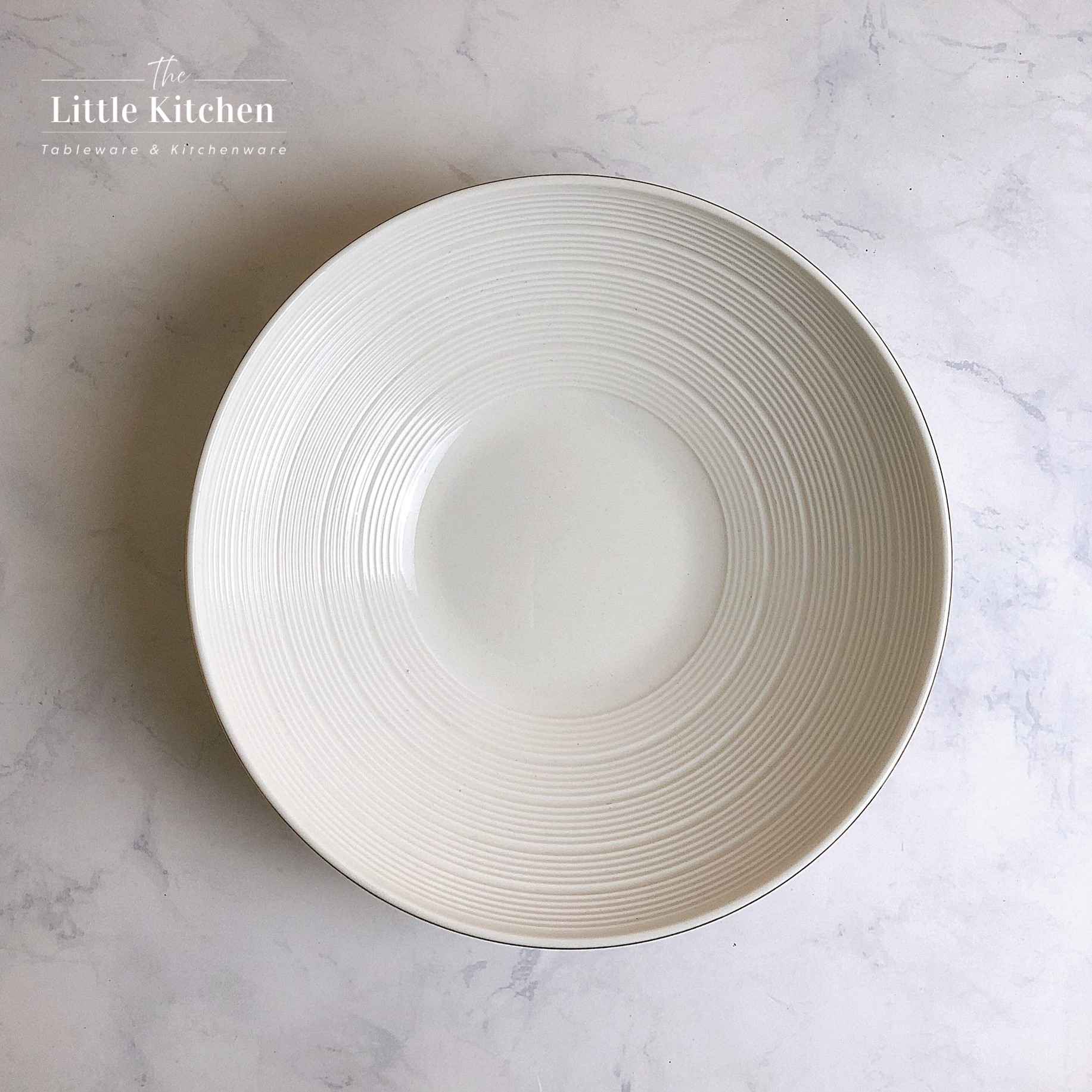 Bộ bát đĩa cao cấp màu trắng họa tiết gân viền vàng