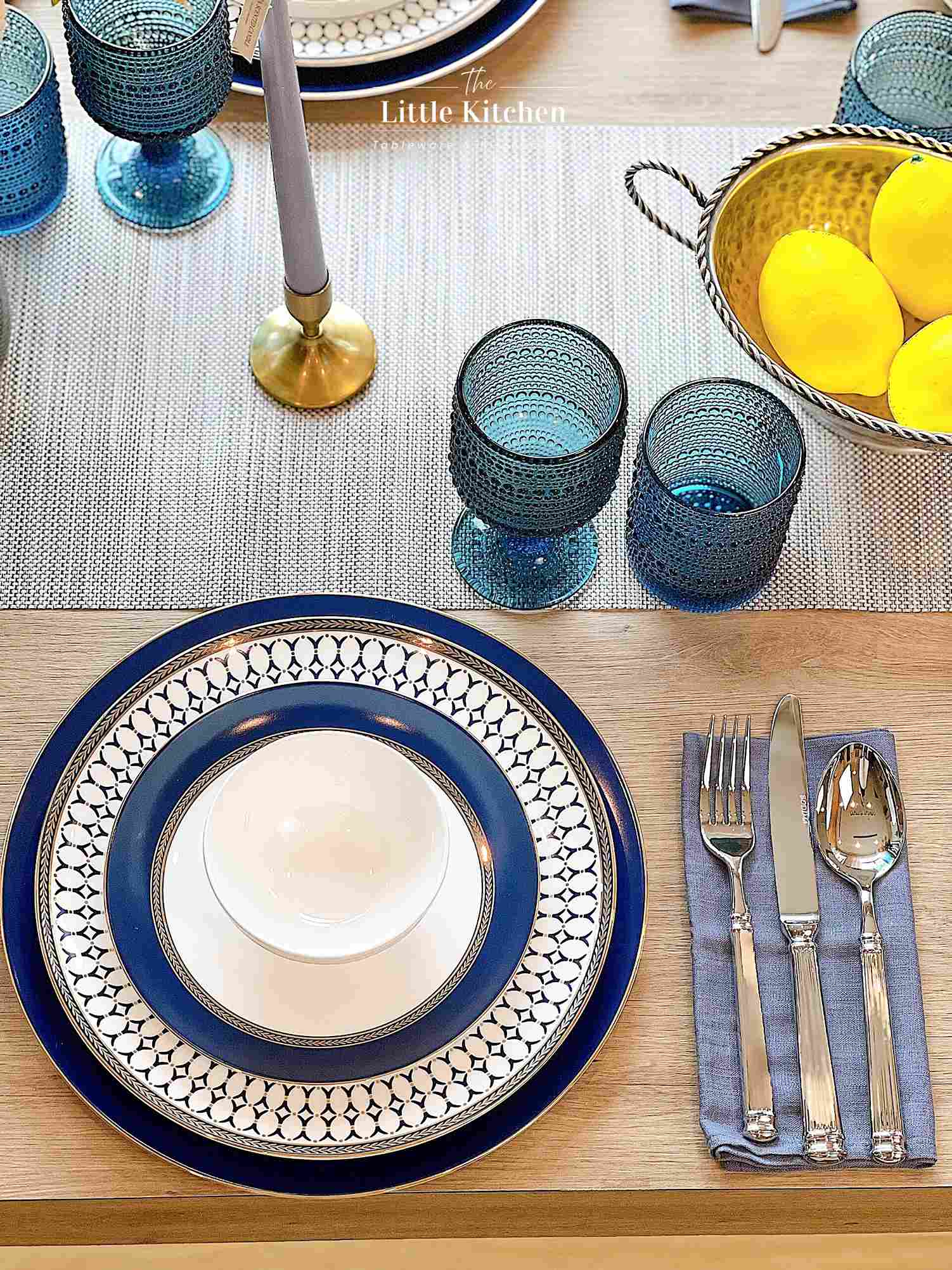 Set tiệc xanh blue và trắng