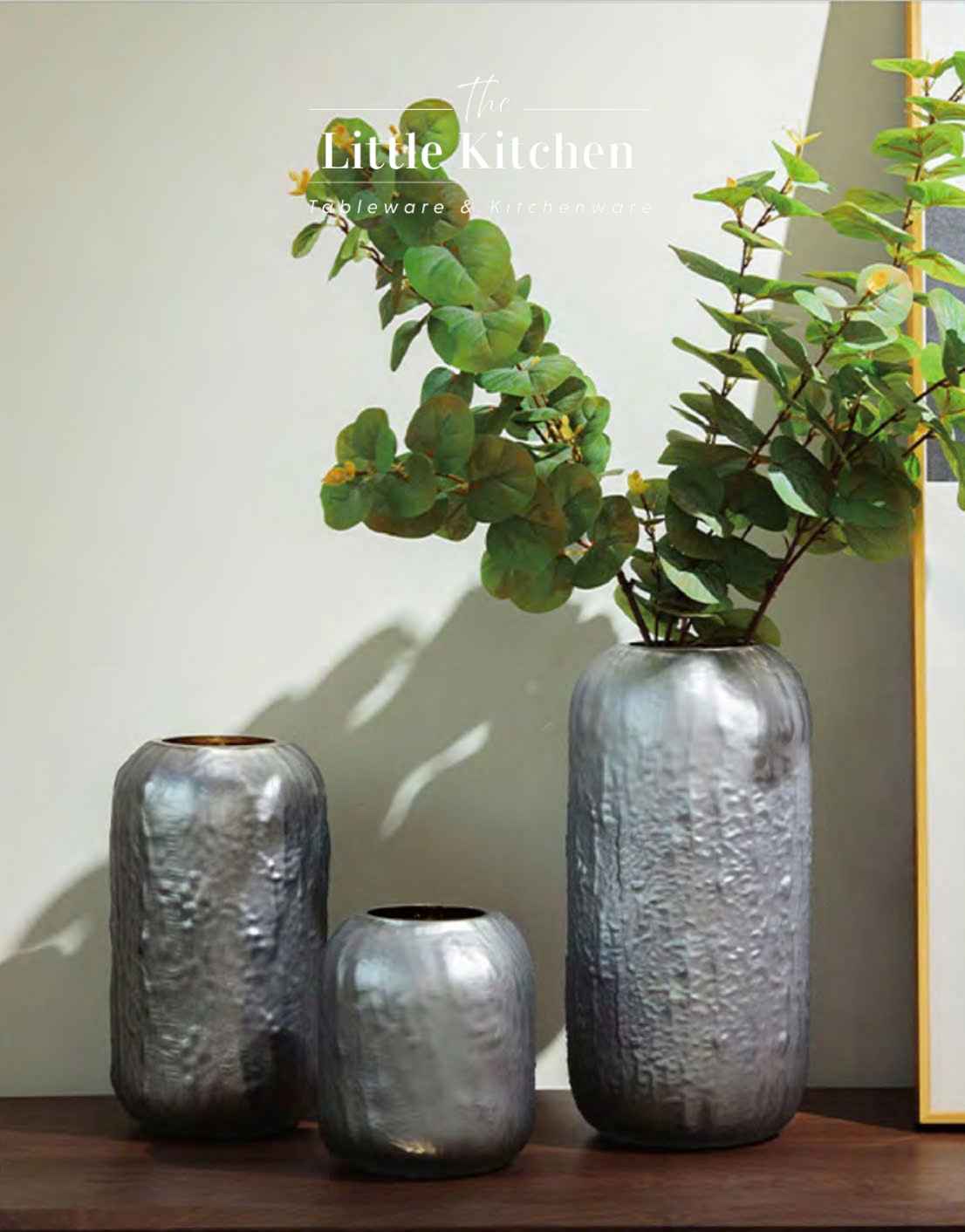 Bình thủy tinh mạ bạc sần