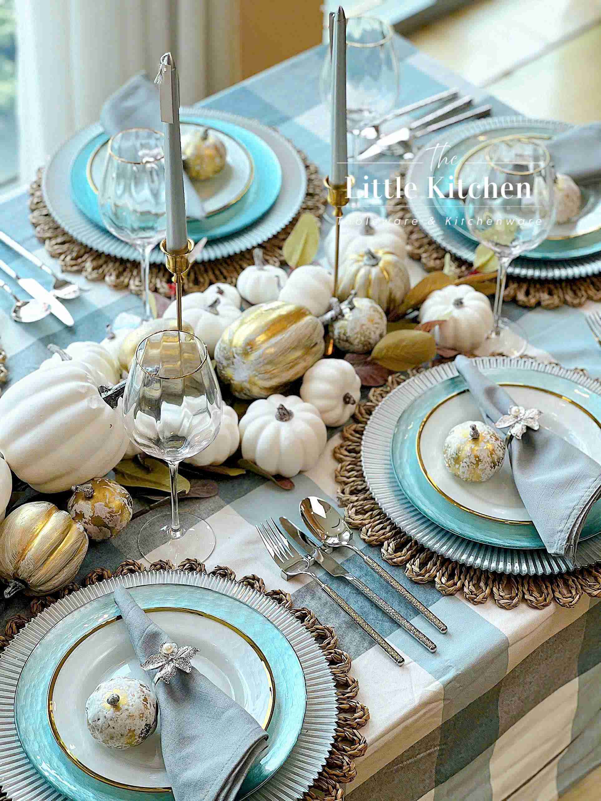 Set tiệc thanksgiving xanh blue pastel