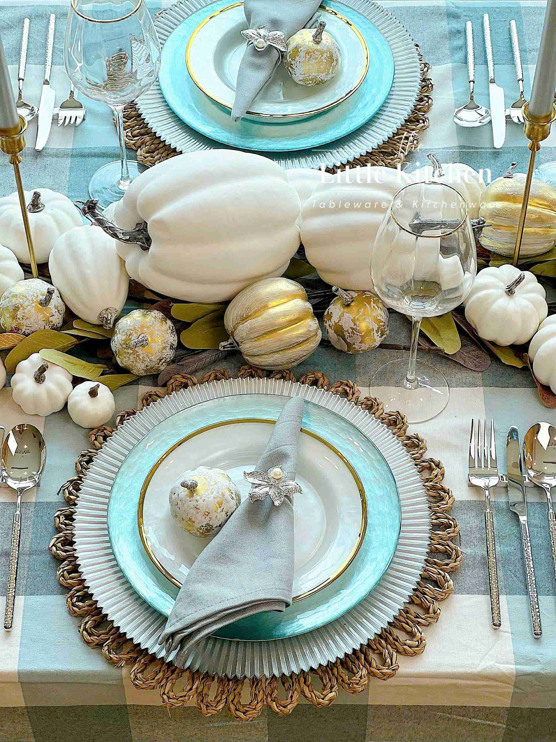 Set tiệc thanksgiving xanh blue pastel