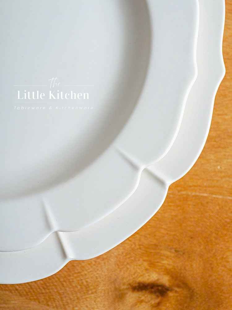 Bộ bát đĩa cao cấp phong cách Hàn Quốc màu trắng viền lượn
