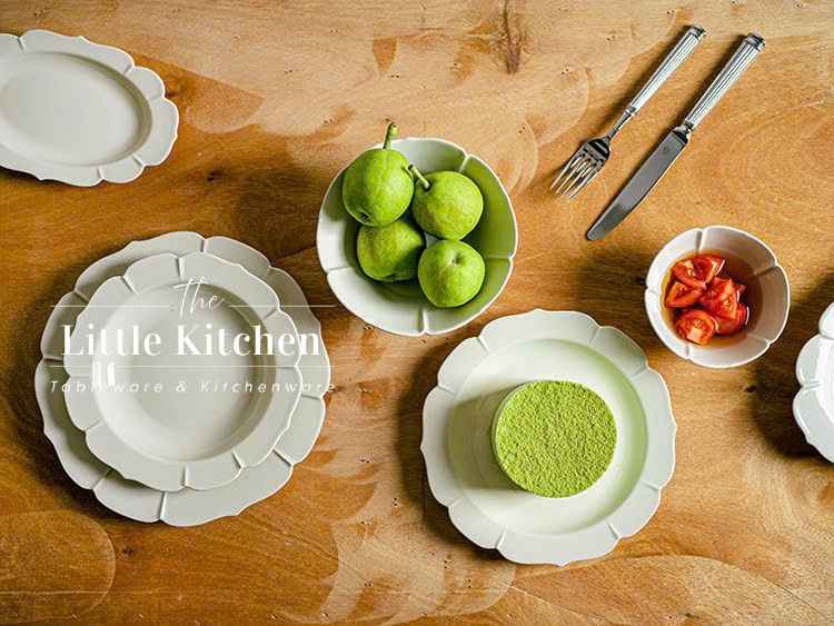 Bộ bát đĩa cao cấp phong cách Hàn Quốc màu be viền lượn