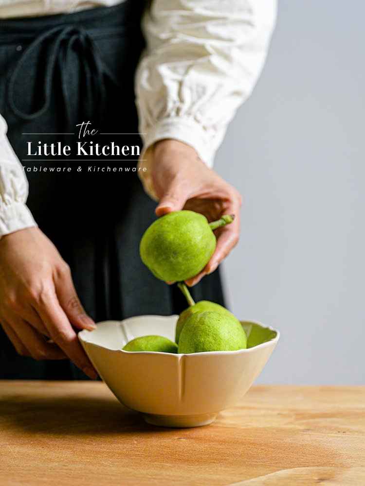 Bộ bát đĩa cao cấp phong cách Hàn Quốc màu be viền lượn