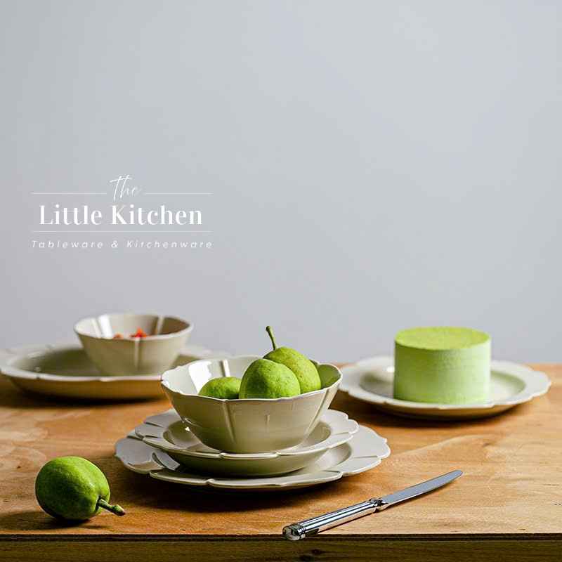 Bộ bát đĩa cao cấp phong cách Hàn Quốc màu be viền lượn