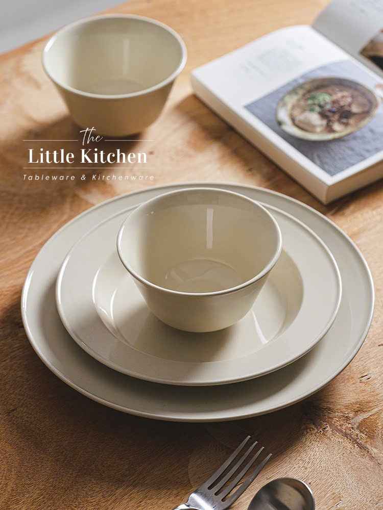 Bộ bát đĩa cao cấp phong cách Hàn Quốc tối giản màu be