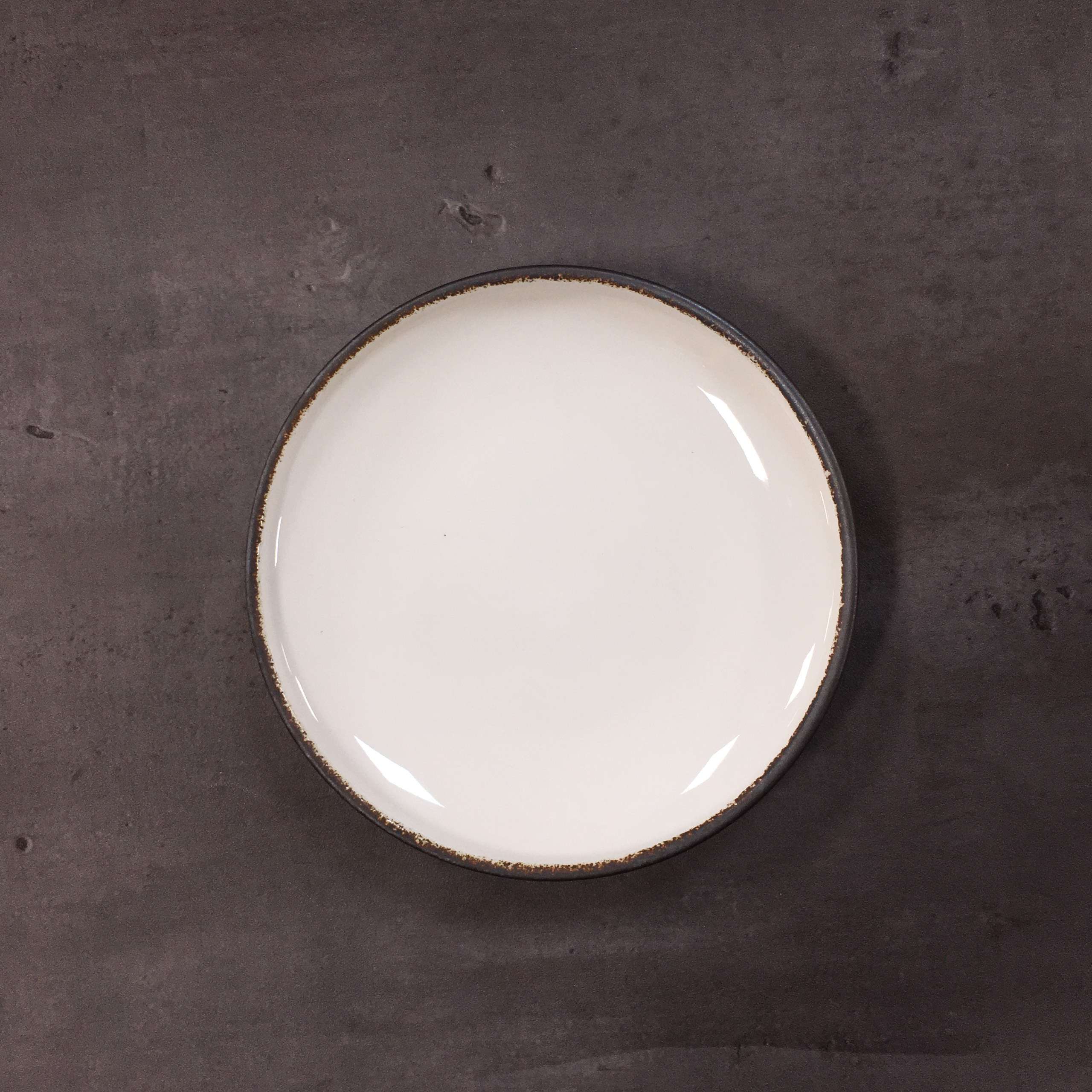 Bộ bát đĩa gia đình cao cấp màu trắng viền nâu men bóng