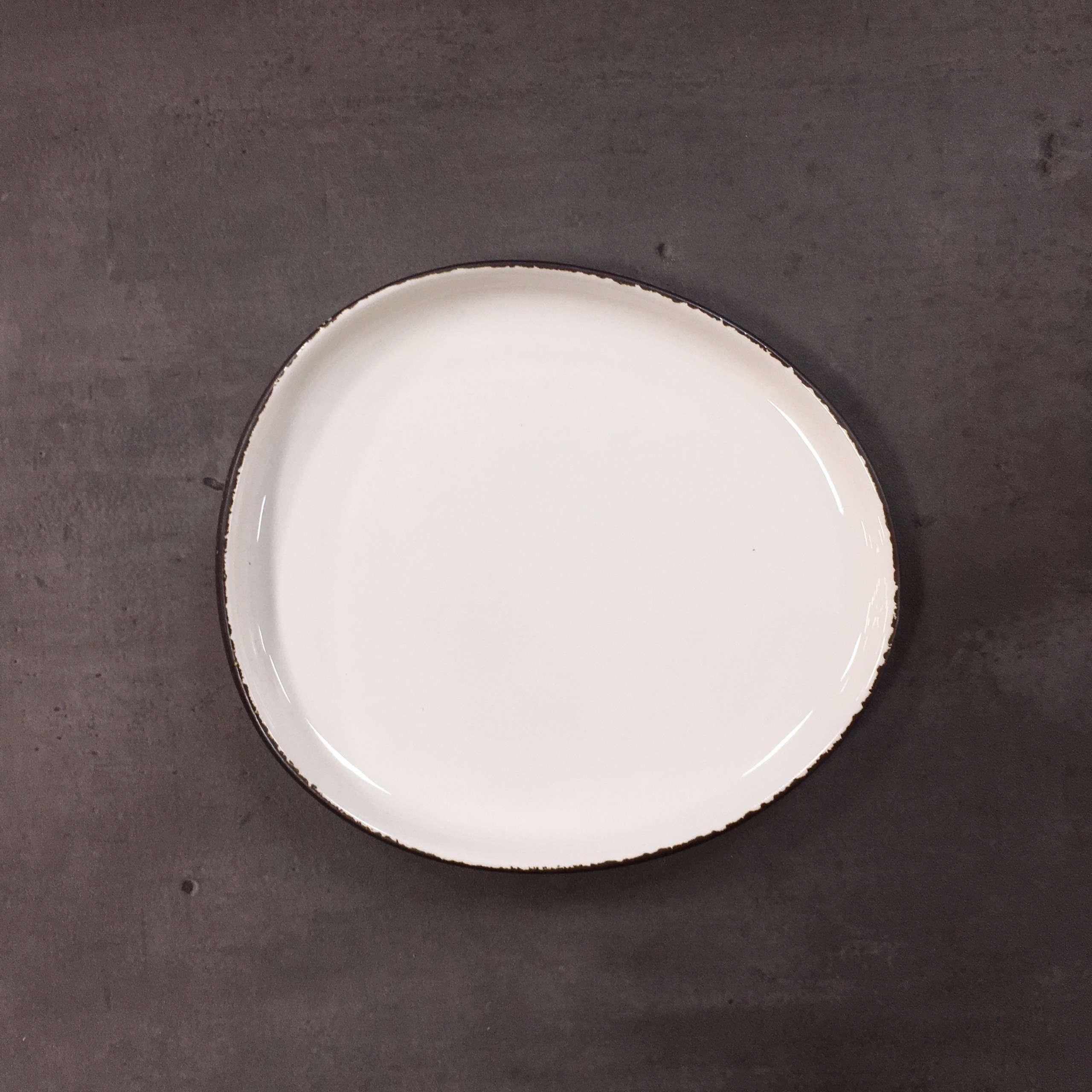 Bộ bát đĩa gia đình cao cấp màu trắng viền nâu men bóng