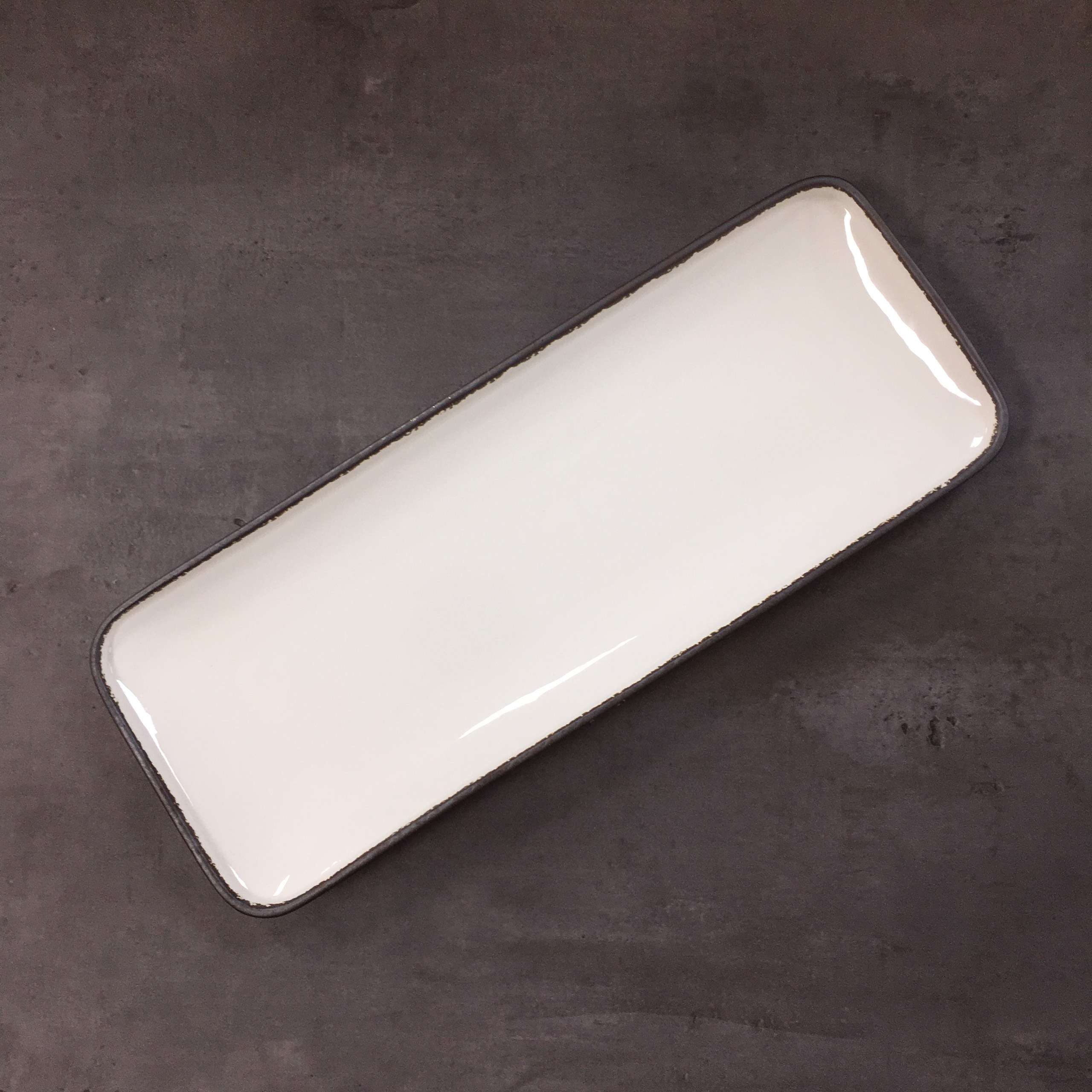 Bộ bát đĩa gia đình cao cấp màu trắng viền nâu men bóng