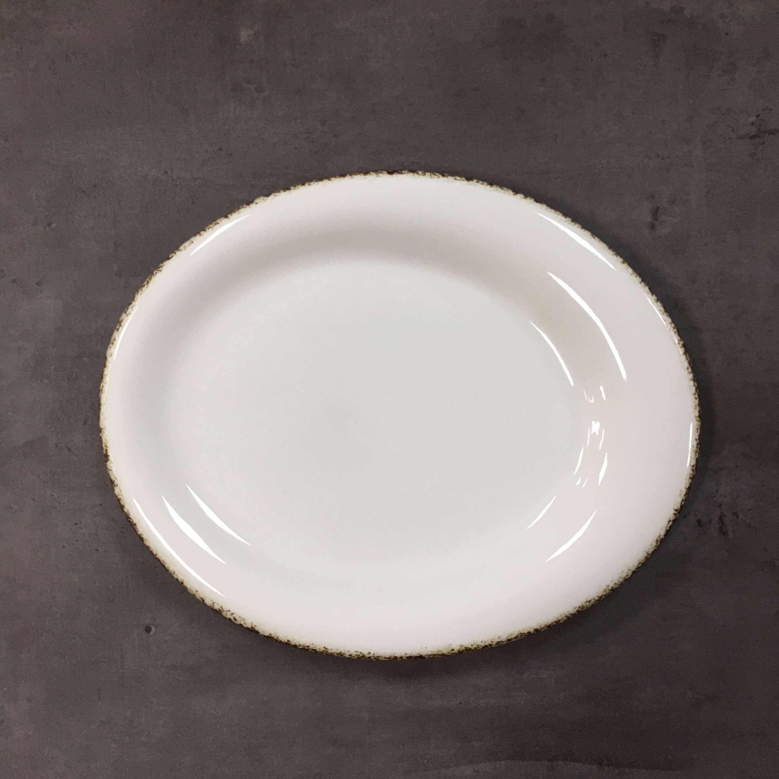 Bộ bát đĩa gia đình cao cấp màu trắng viền nâu men bóng