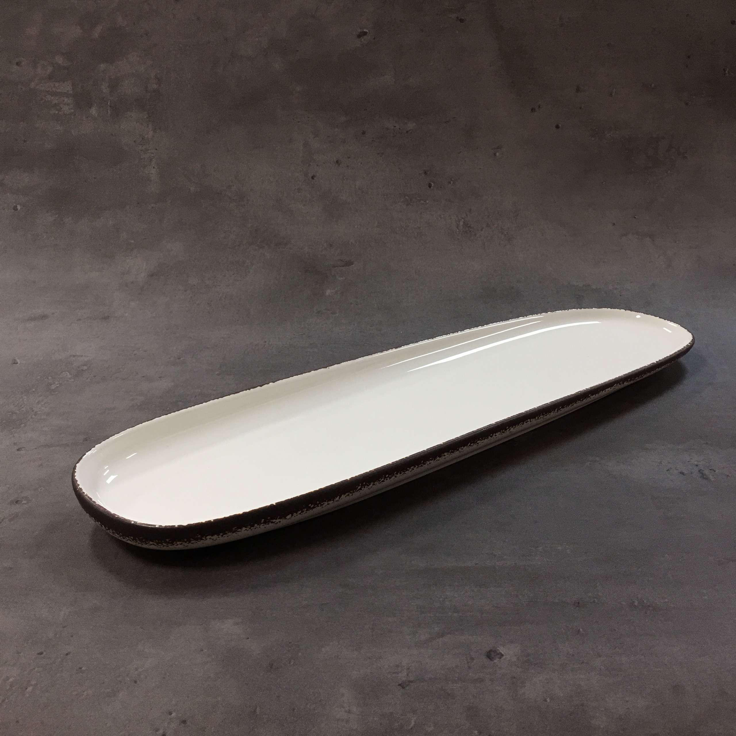 Bộ bát đĩa gia đình cao cấp màu trắng viền nâu men bóng