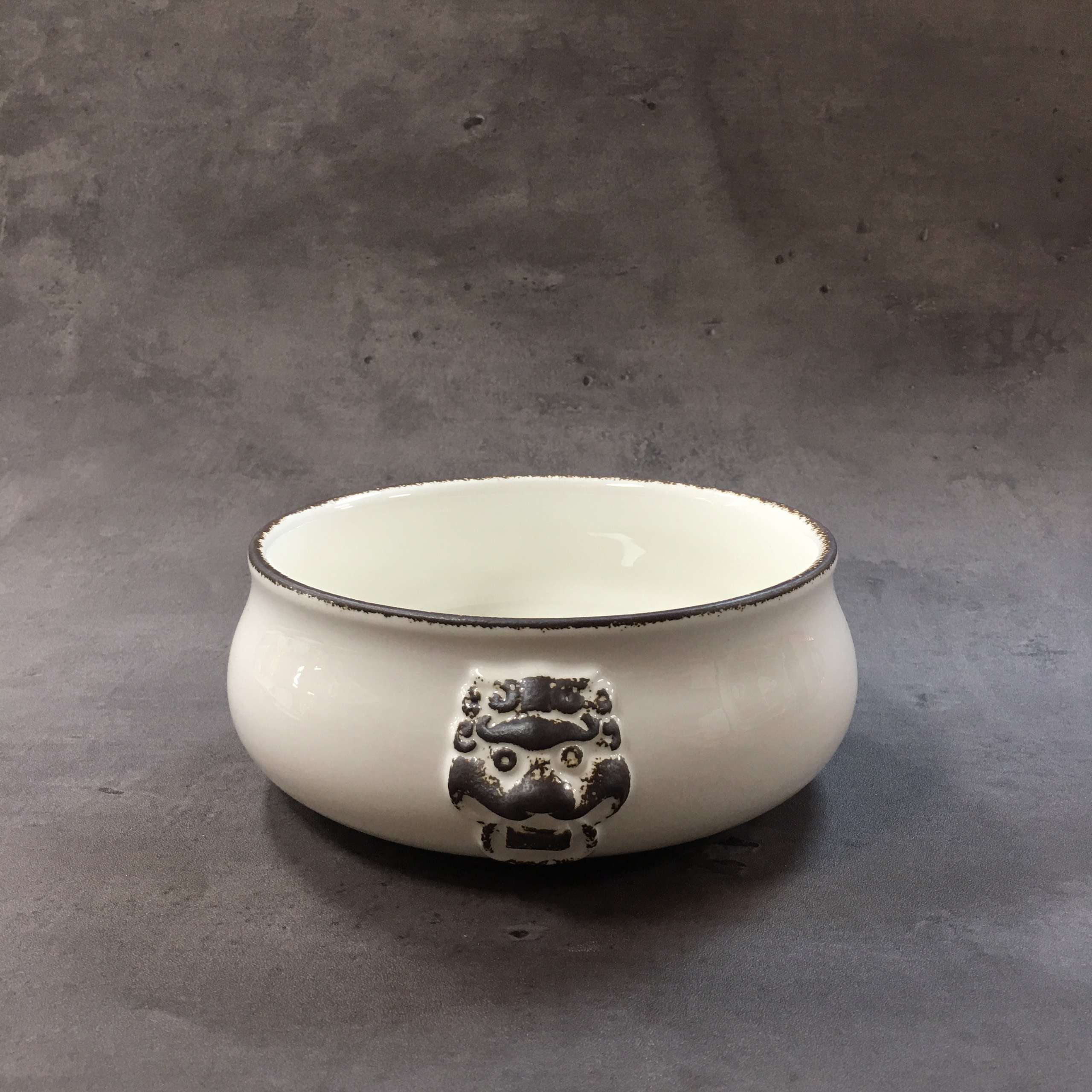 Bộ bát đĩa gia đình cao cấp màu trắng viền nâu men bóng