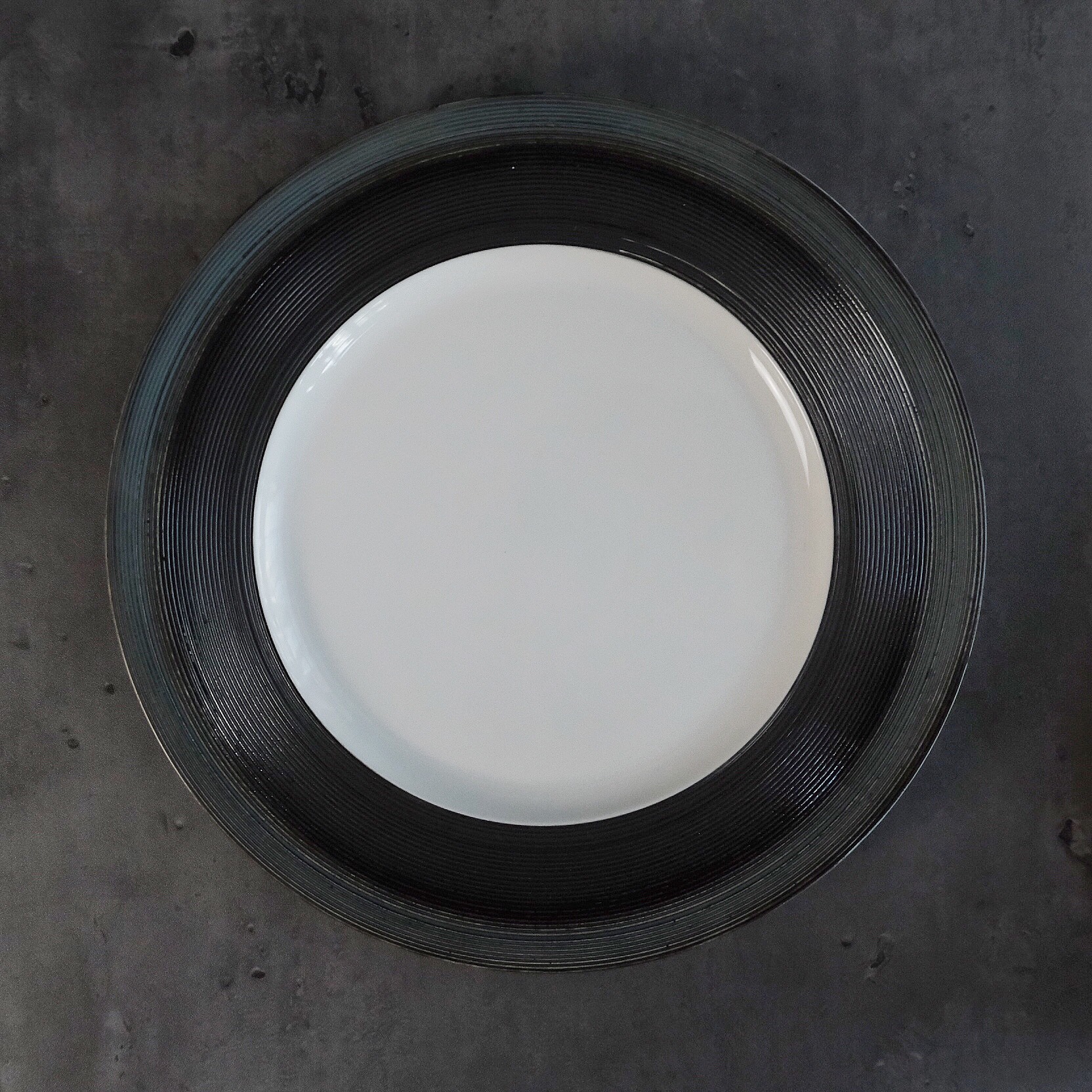 Bộ đĩa nhà hàng cao cấp màu trắng họa tiết viền gân xanh