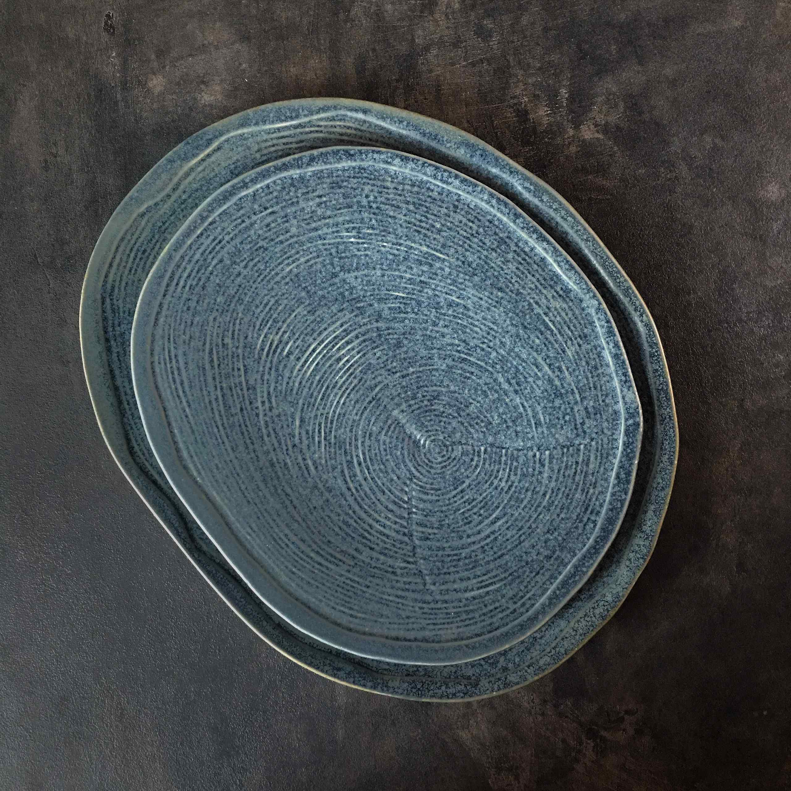 Bộ bát đĩa cao cấp  màu lam men lì