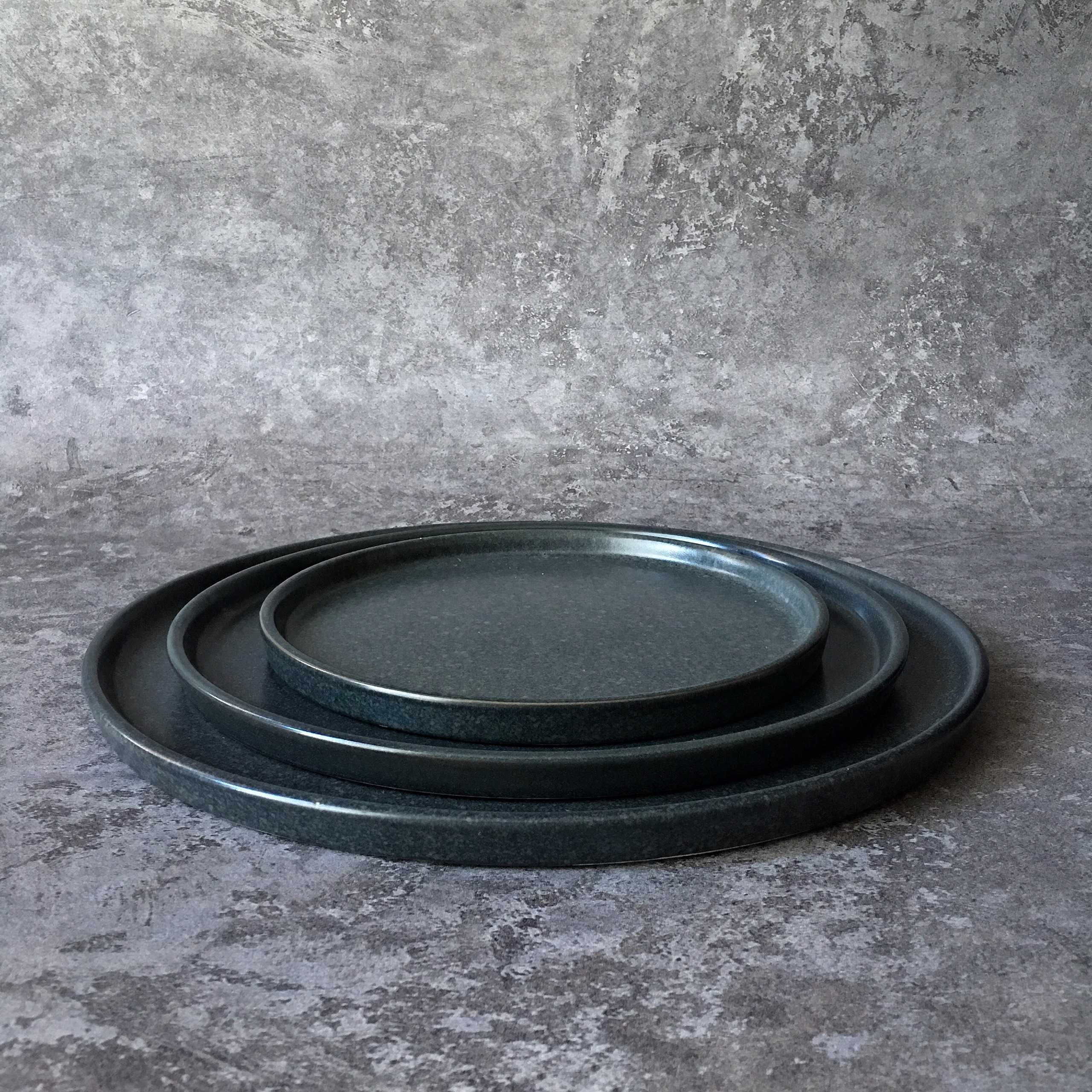 Bộ bát đĩa cao cấp màu ghi họa tiết đen đốm