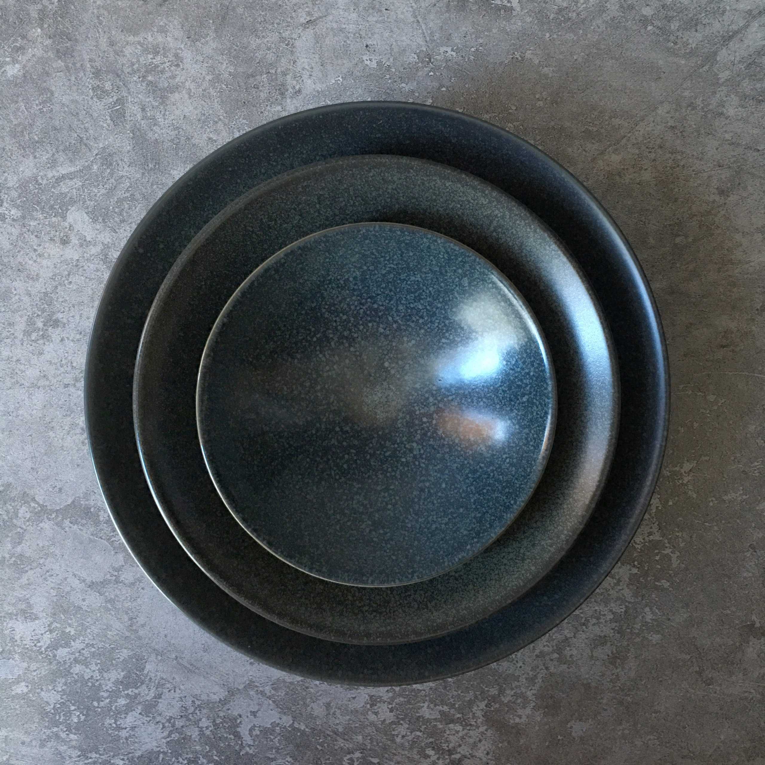 Bộ bát đĩa cao cấp màu ghi họa tiết đen đốm