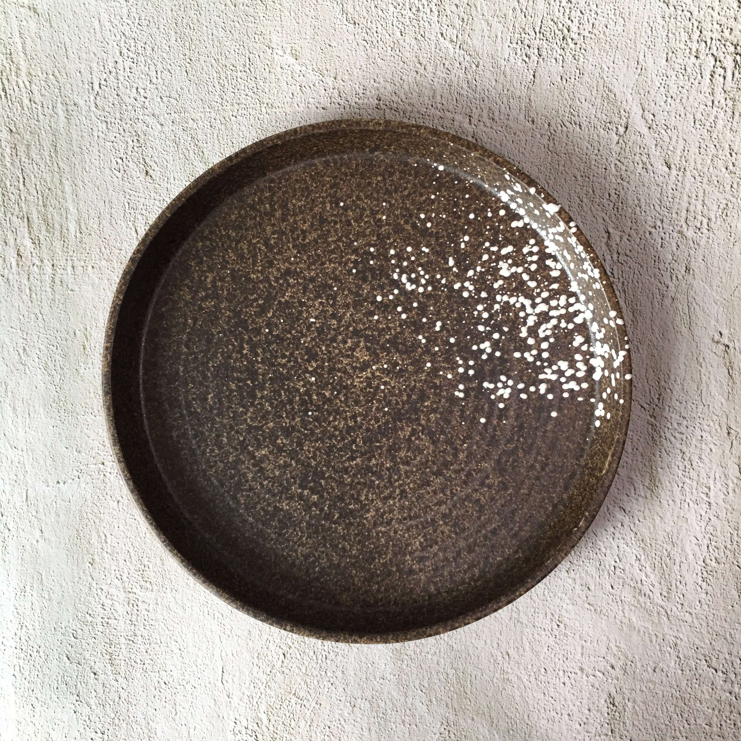 Bộ bát đĩa gia đình cao cấp  màu nâu đốm trắng men lì