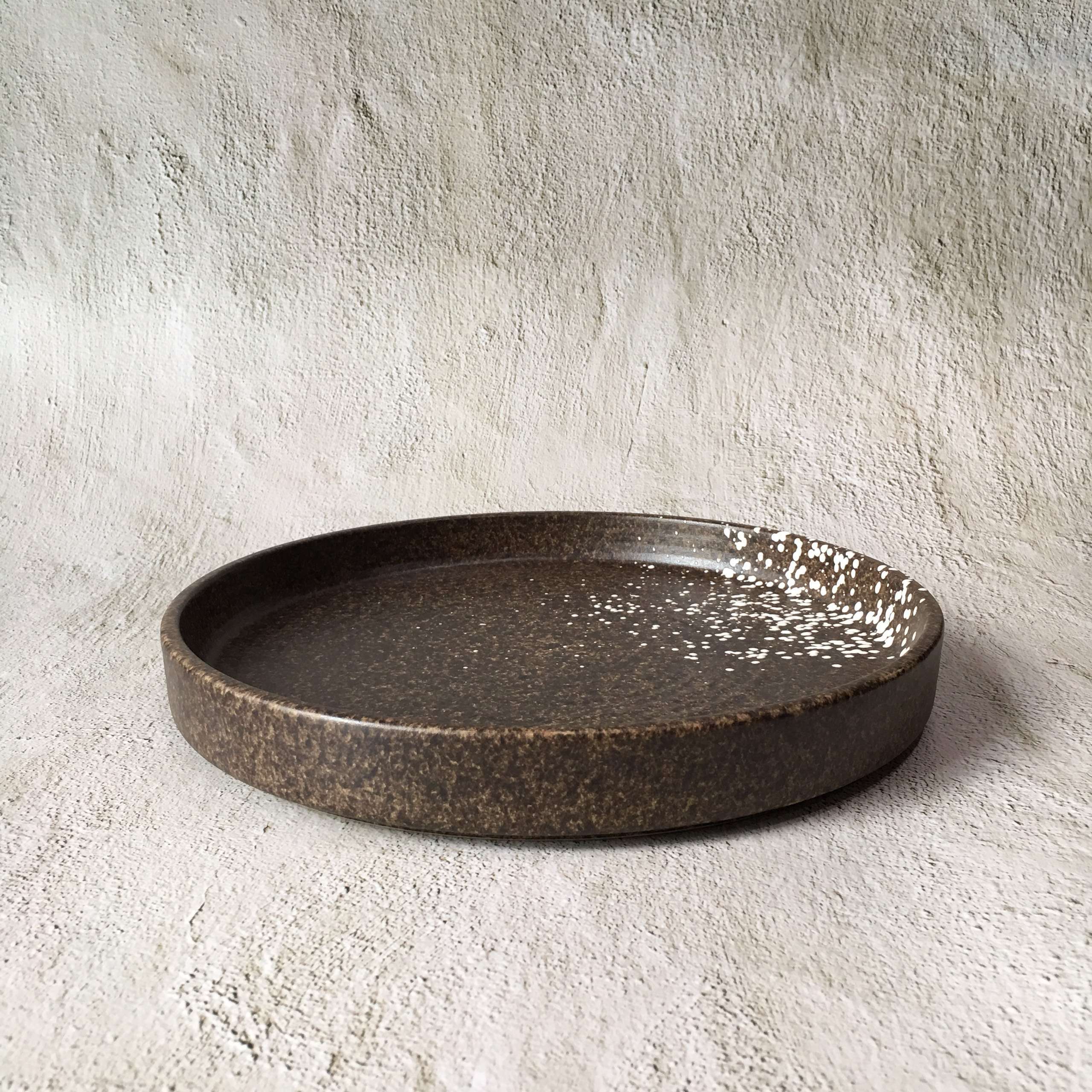 Bộ bát đĩa gia đình cao cấp  màu nâu đốm trắng men lì