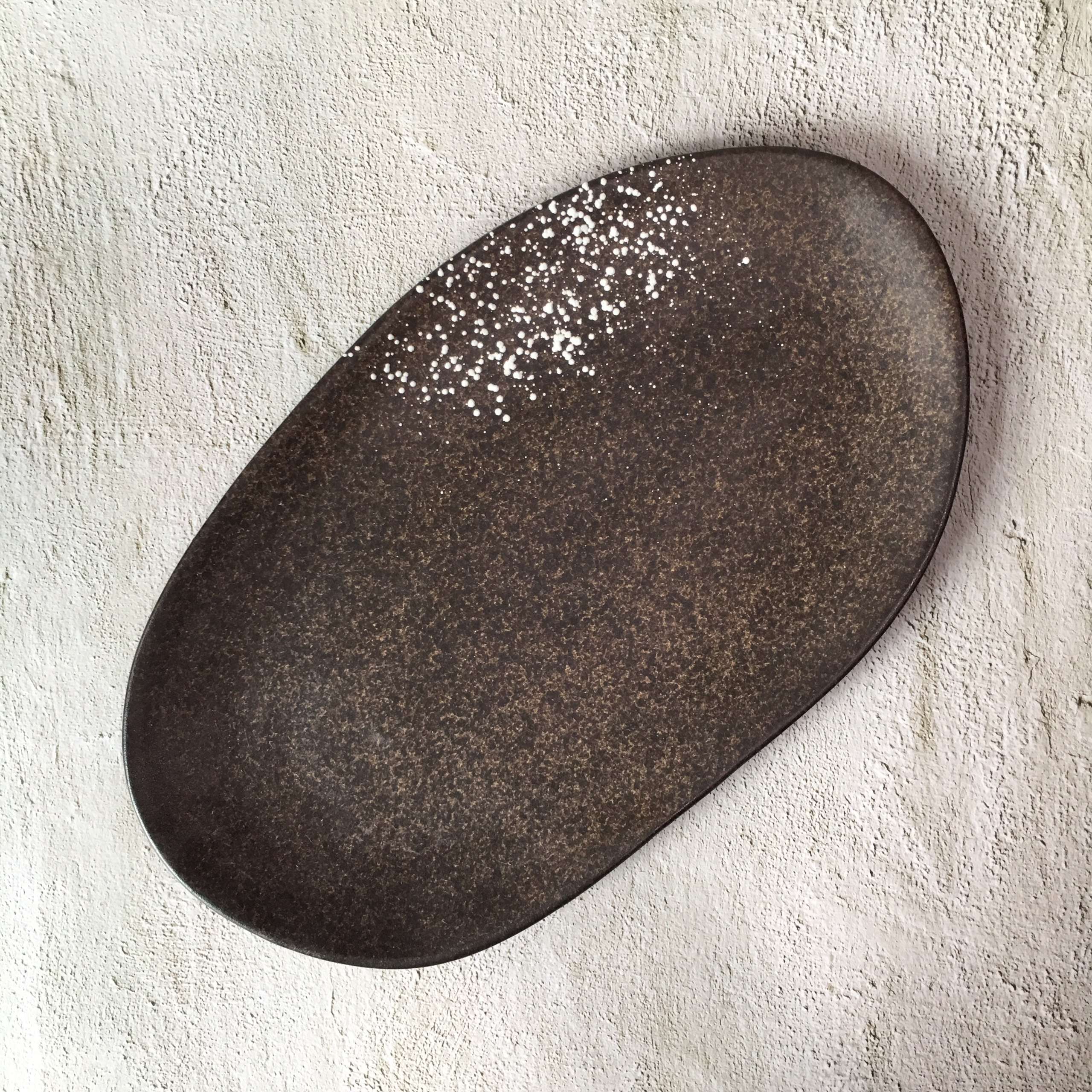 Bộ bát đĩa gia đình cao cấp  màu nâu đốm trắng men lì