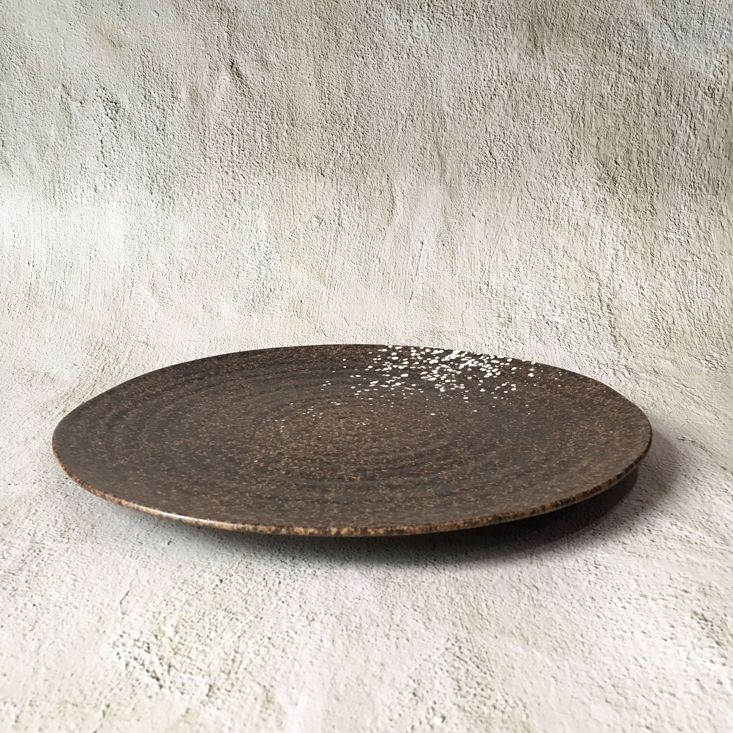 Bộ bát đĩa gia đình cao cấp  màu nâu đốm trắng men lì