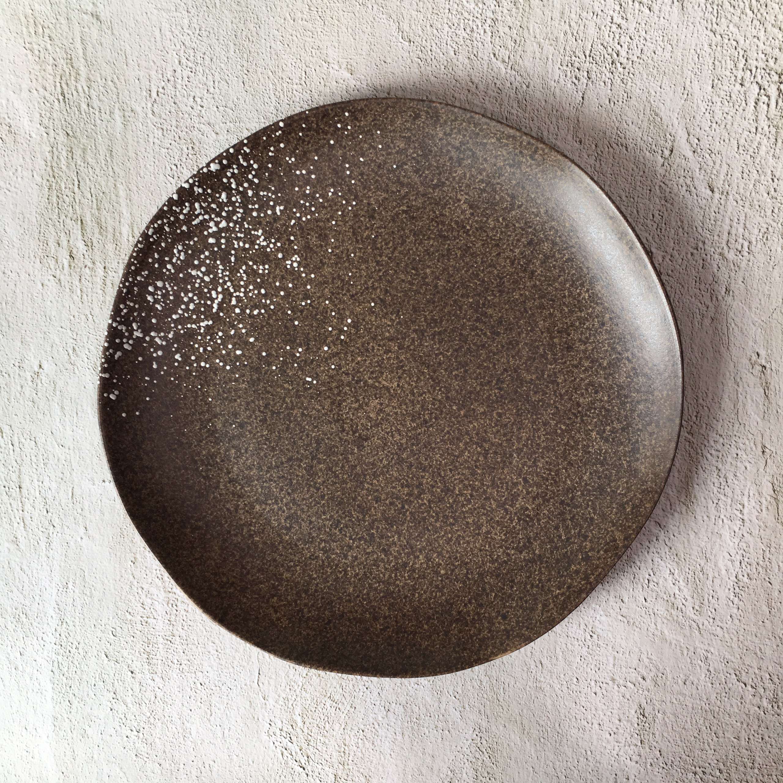 Bộ bát đĩa gia đình cao cấp  màu nâu đốm trắng men lì