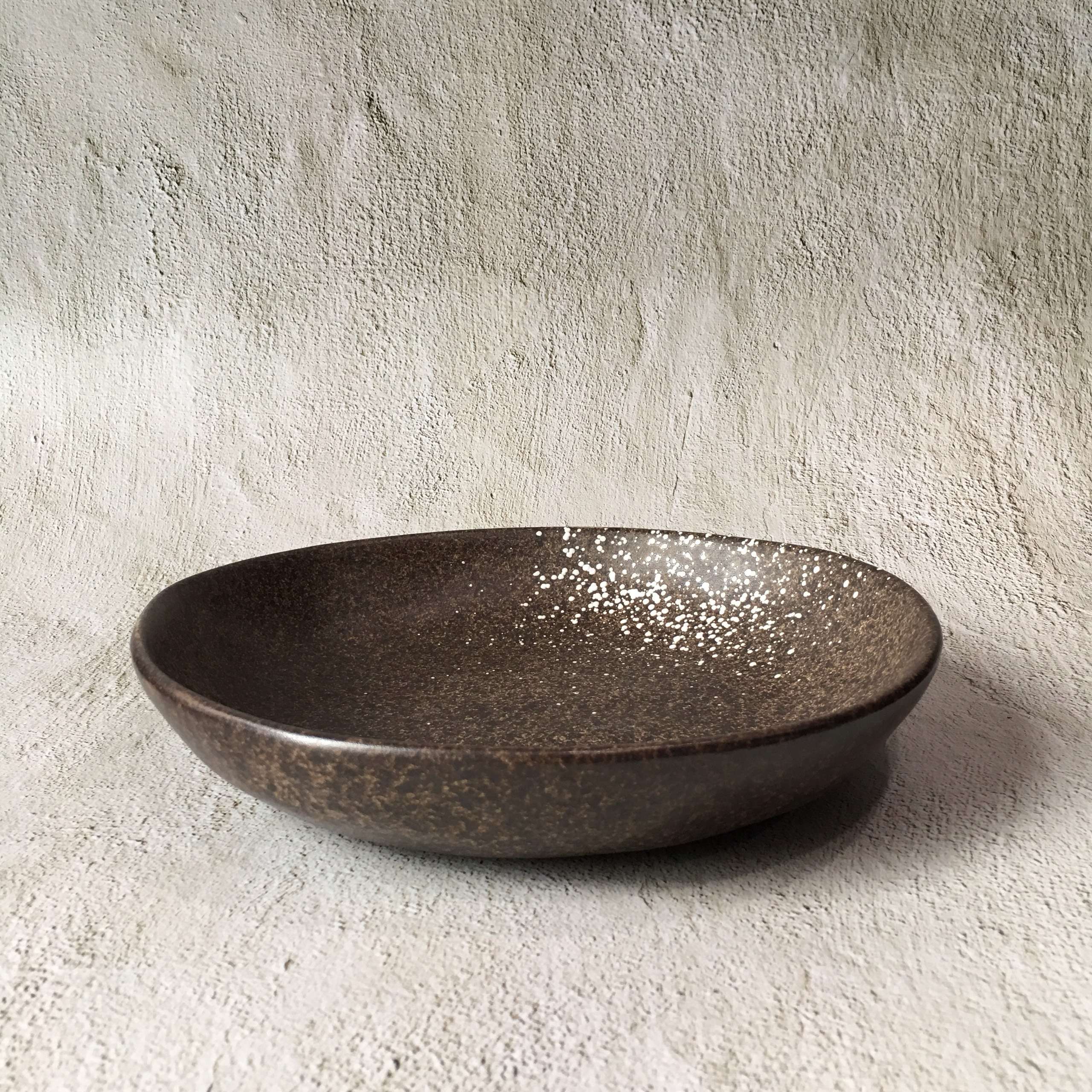 Bộ bát đĩa gia đình cao cấp  màu nâu đốm trắng men lì