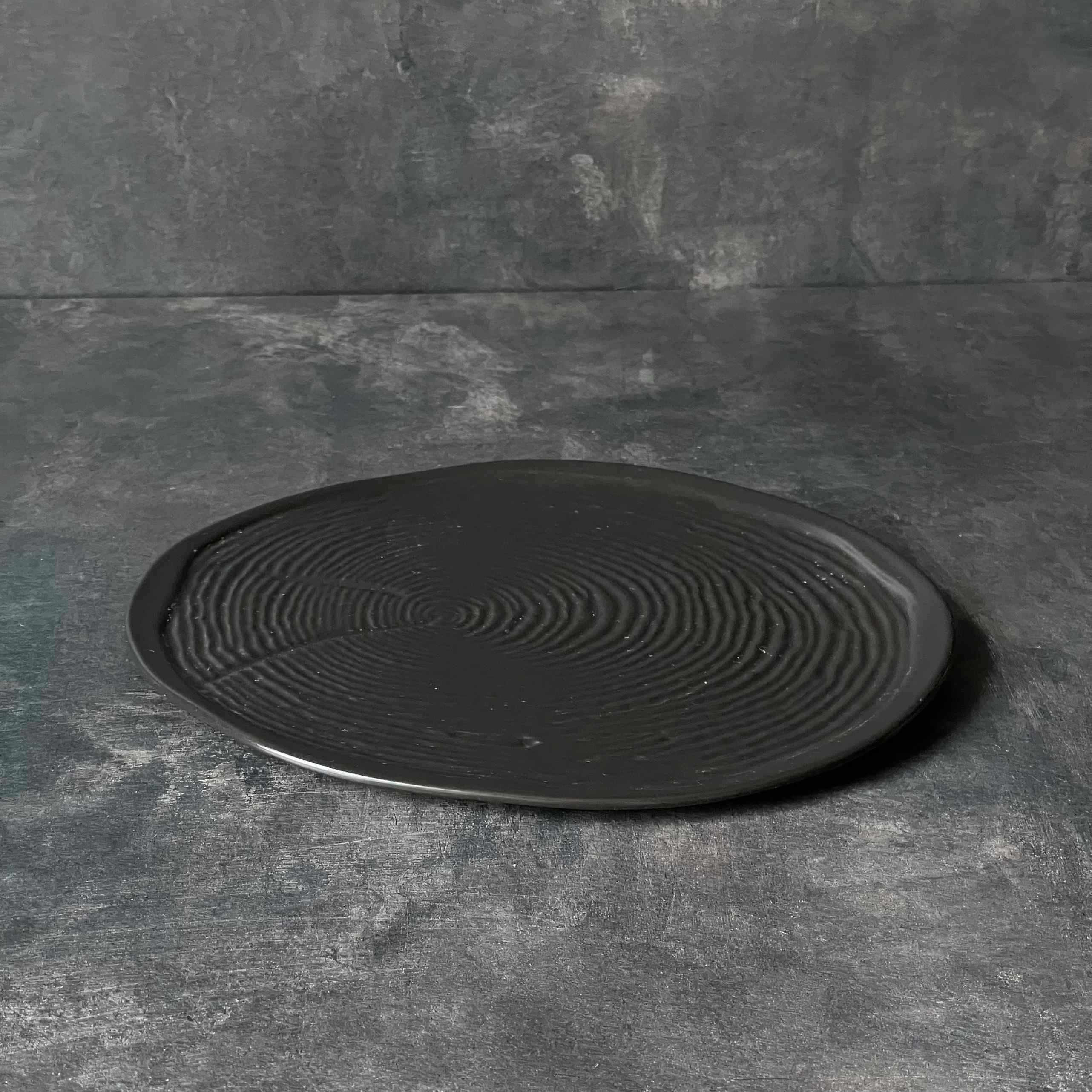 Bộ đĩa nhà hàng cao cấp màu đen họa tiết vân xoáy